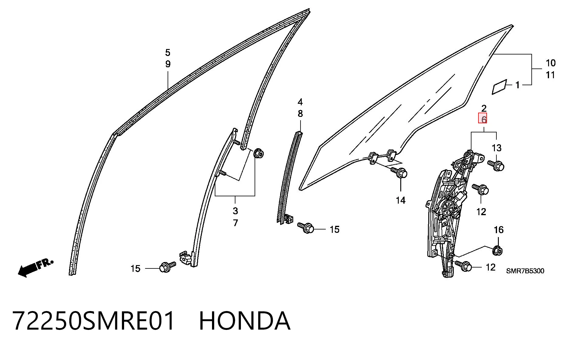 Mecanismo de acionamento de vidro da porta dianteira esquerda Honda Civic preço, a partir de 57,99 USD