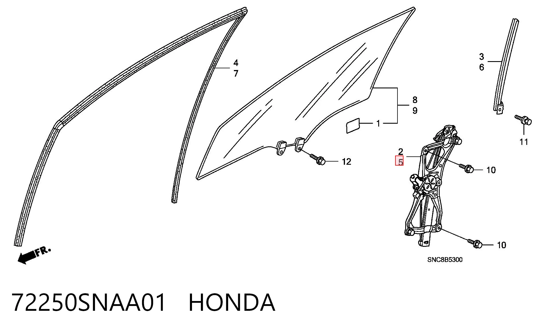  Mecanismo de acionamento de vidro da porta dianteira esquerda Honda Civic VIII sedan (FD, FA) (2005 - 2013) VIII