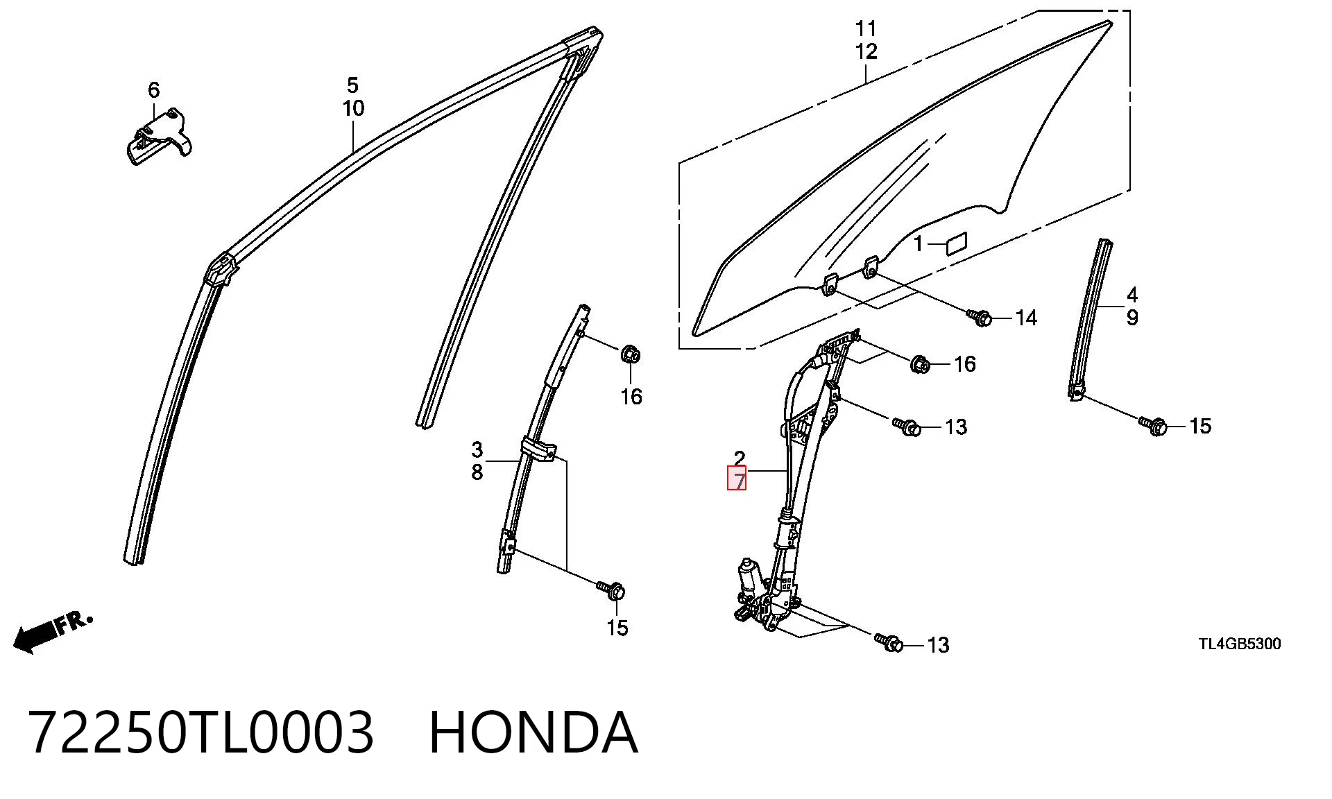 Mecanismo de acionamento de vidro da porta dianteira esquerda Honda Accord VIII CW