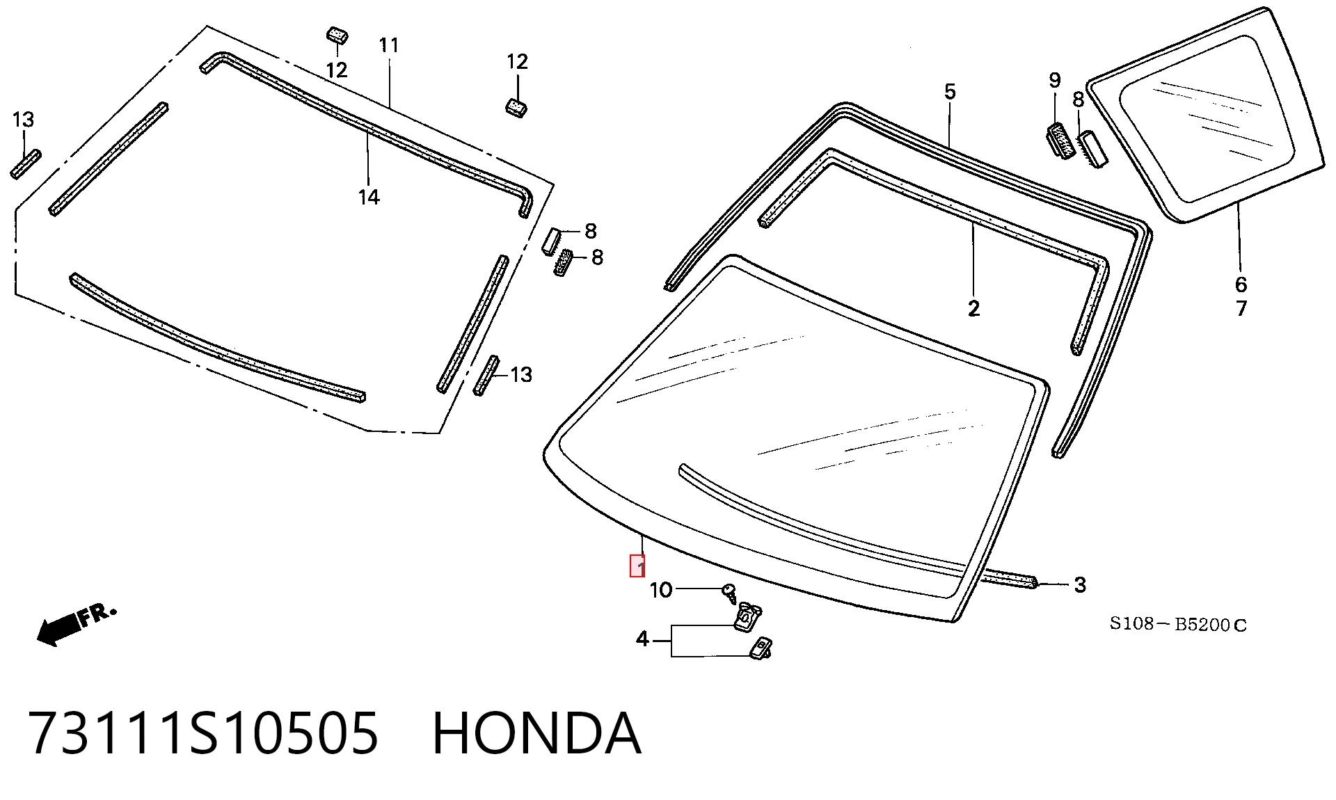 Pára-brisas Honda CR-V I RD