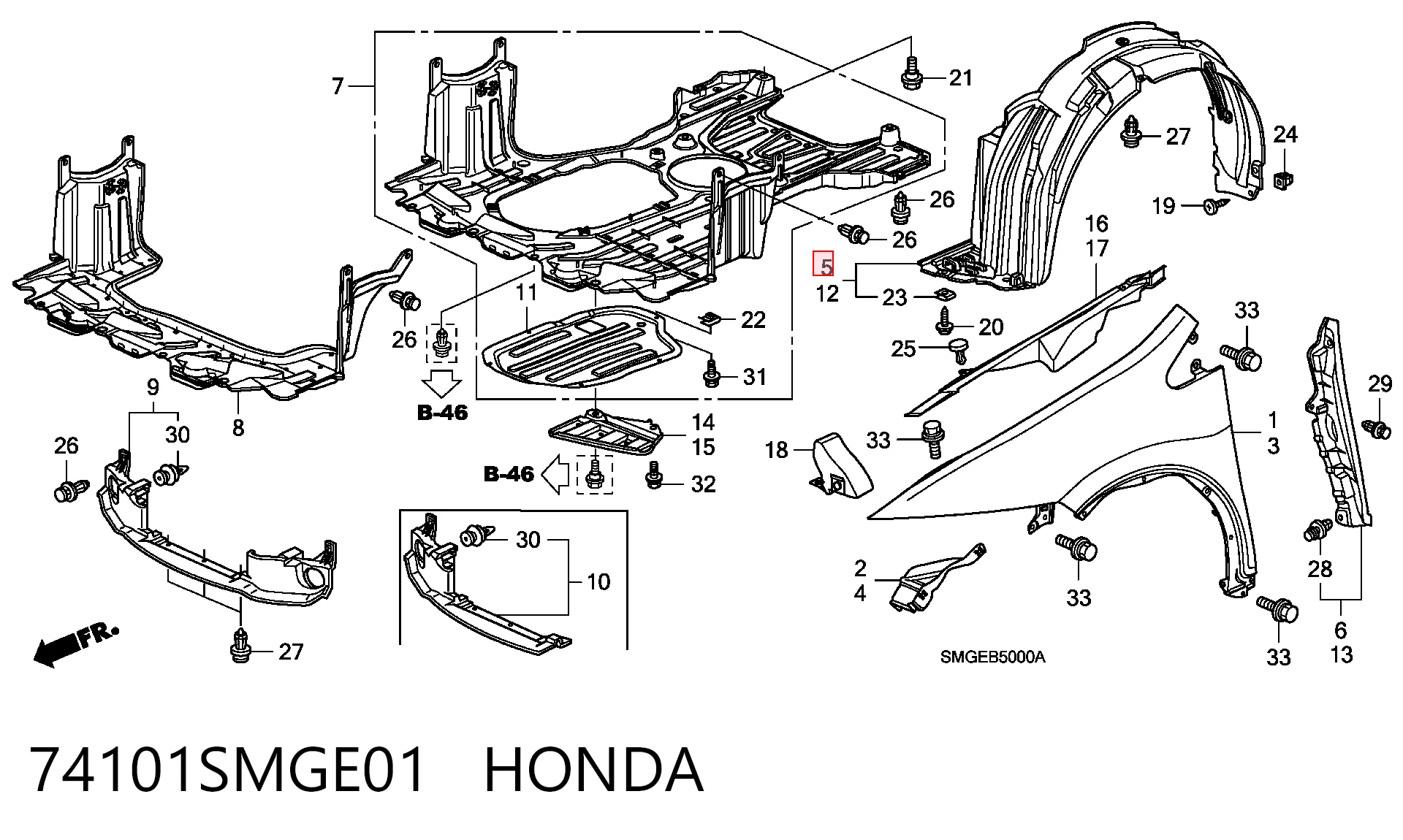 Compre Guarda-barras direito do pára-lama dianteiro Honda Civic 8