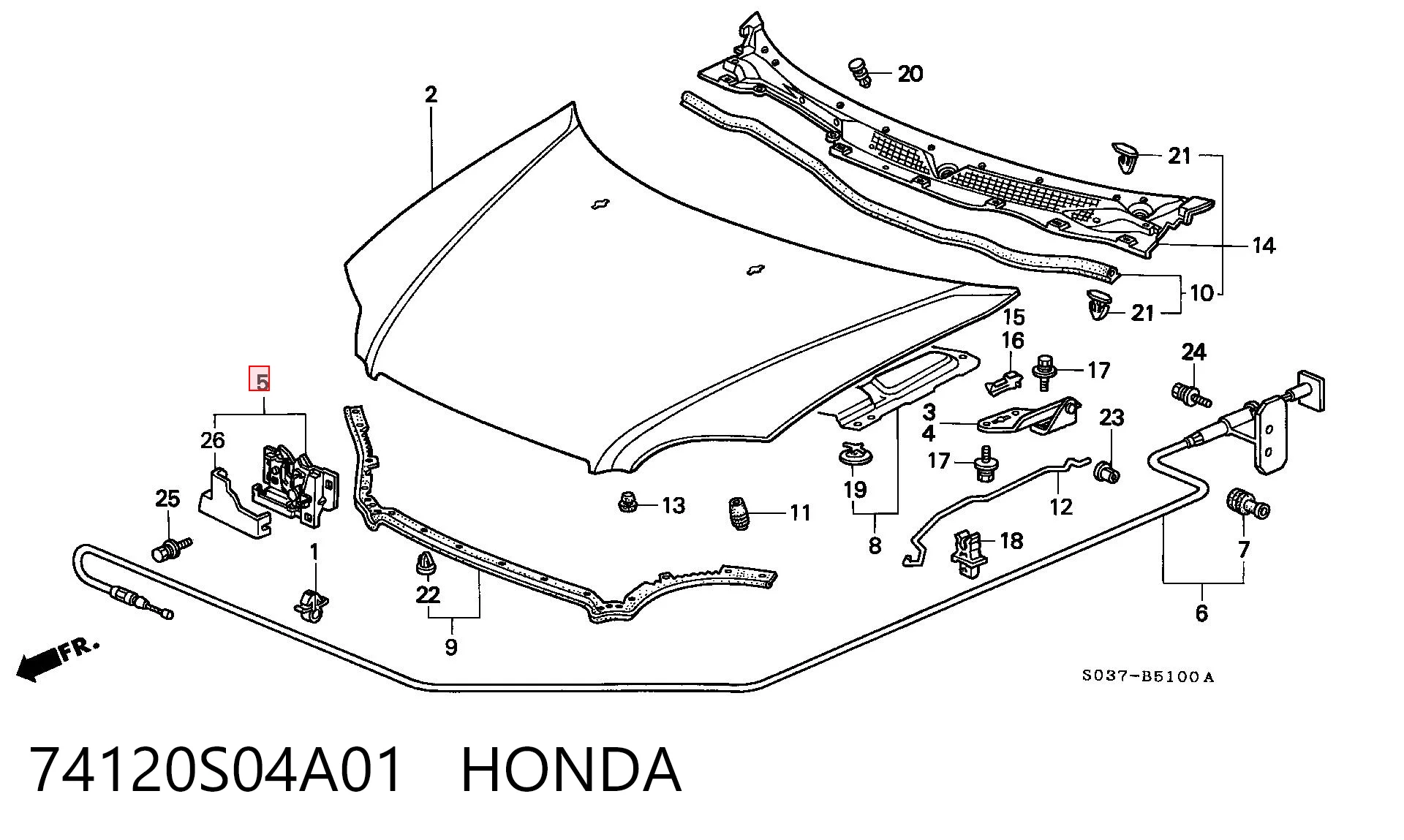 74120S04A01 Honda Fecho da capota