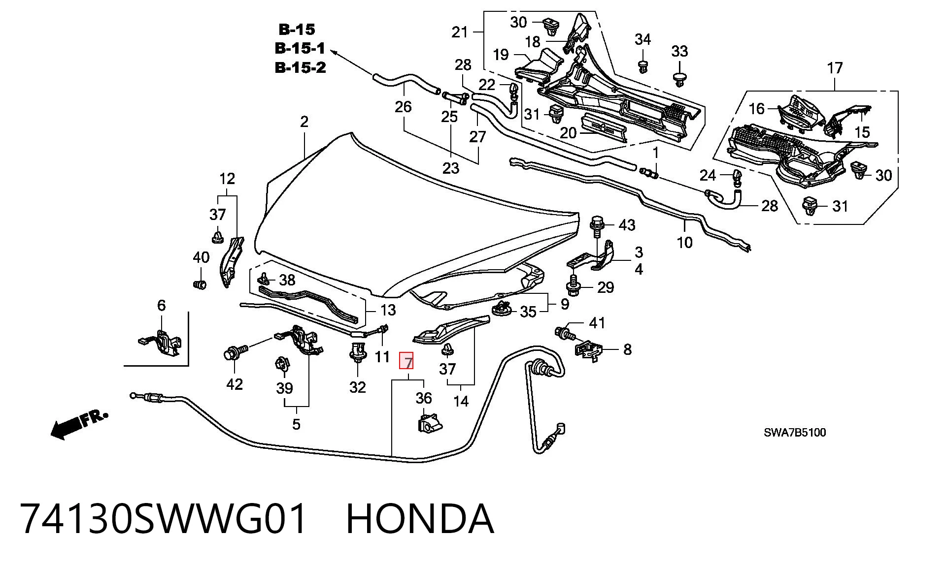 Cabo de abertura da capota Honda CR-V RE ao melhor preço