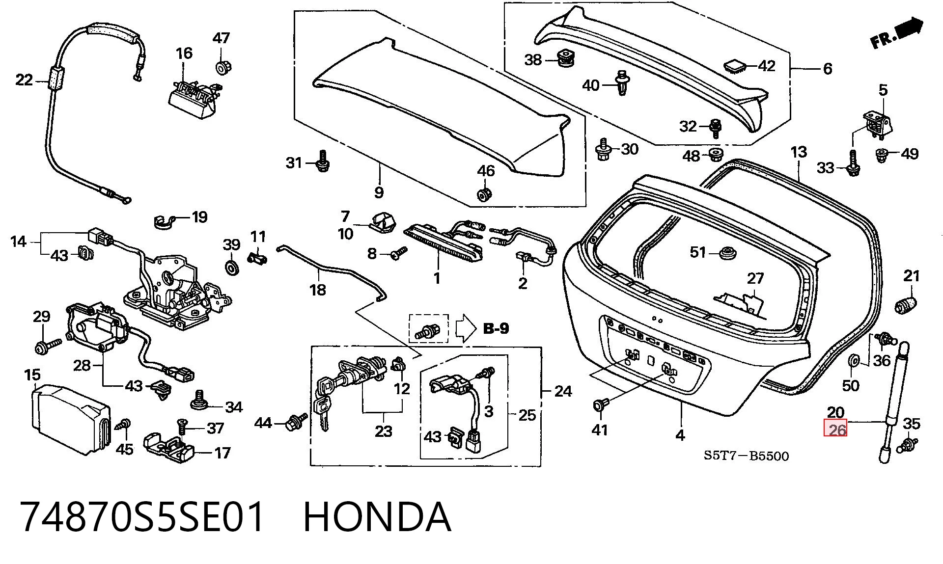 74870S5SE01 Honda