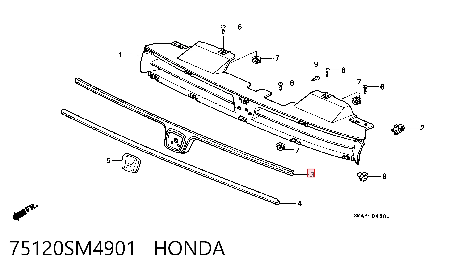Grelha do radiador para Honda Accord CB3, CB7