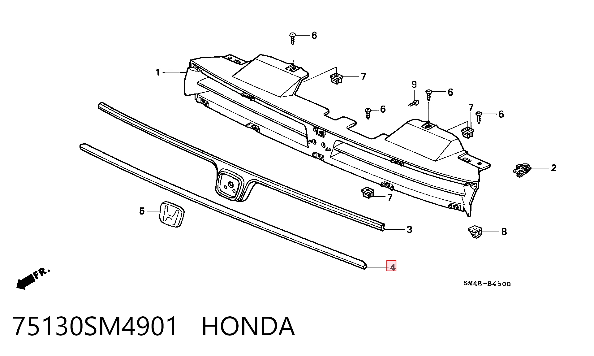 Grelha do radiador Honda Accord IV CB3, CB7