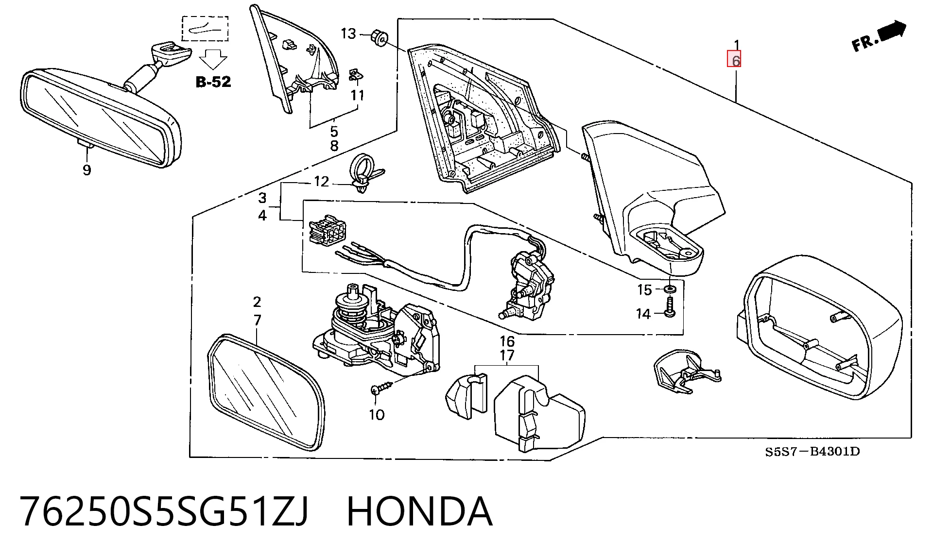 76250S5SG51ZJ Honda