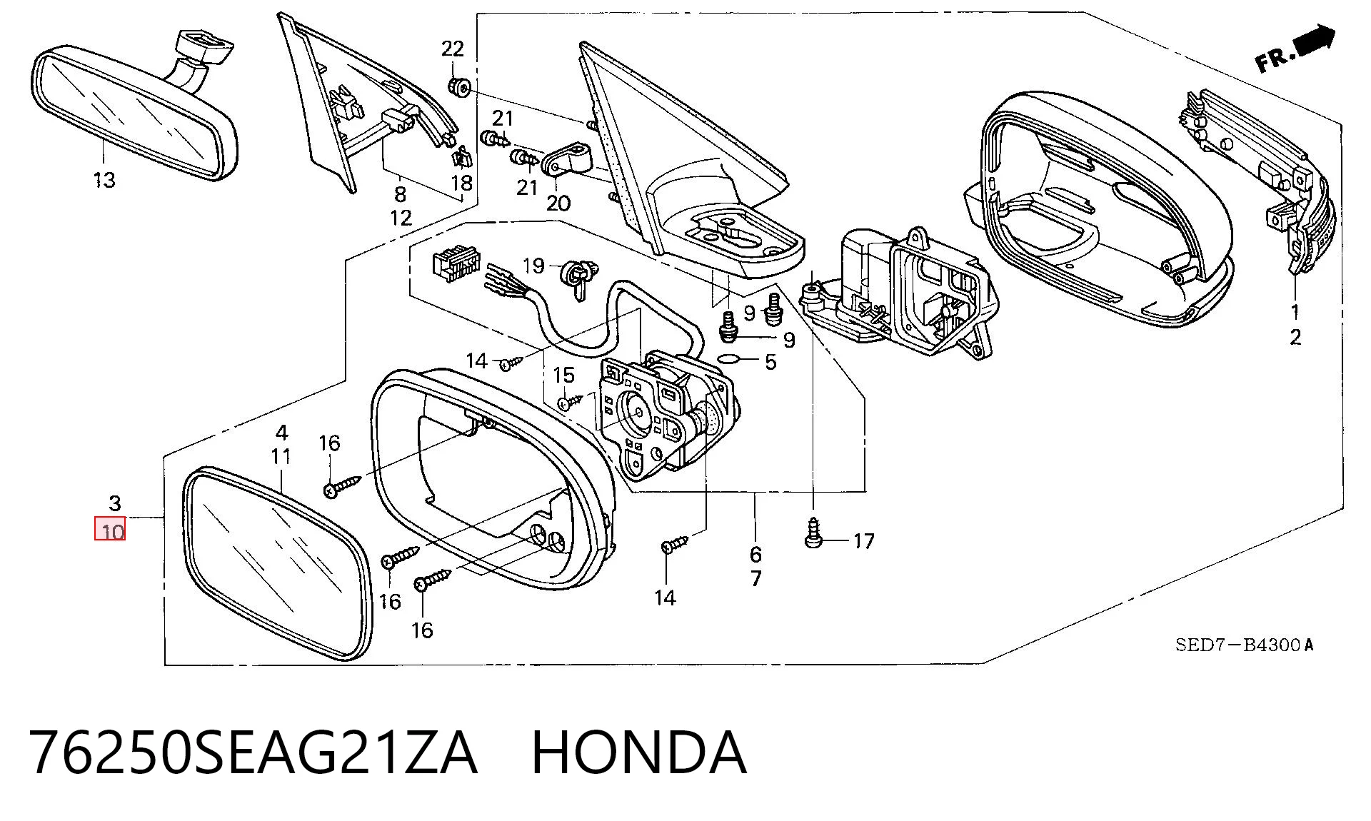 Espelho de retrovisão esquerdo Honda Accord VII CM, CN