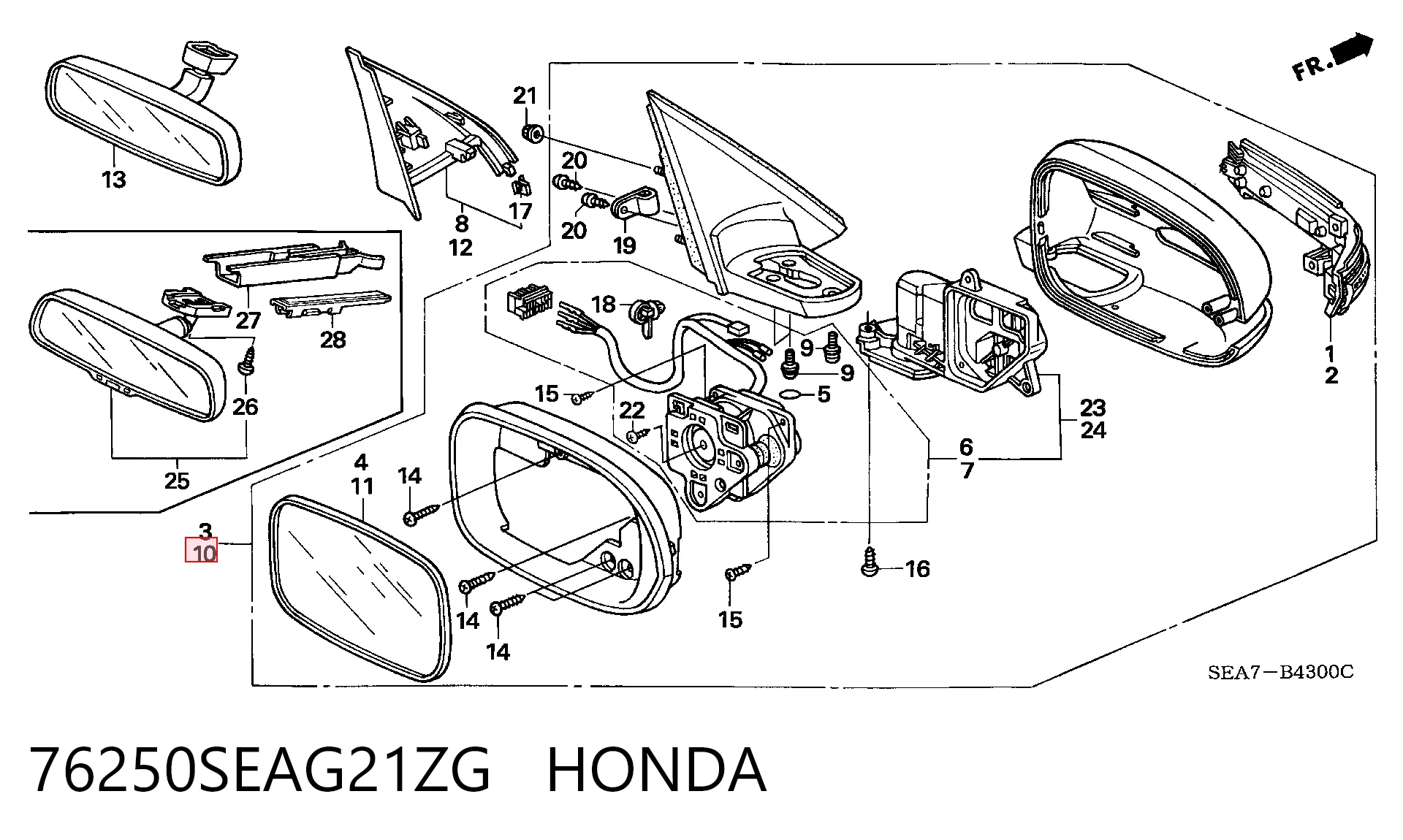 Espelho de retrovisão esquerdo Honda Accord VII CL, CM