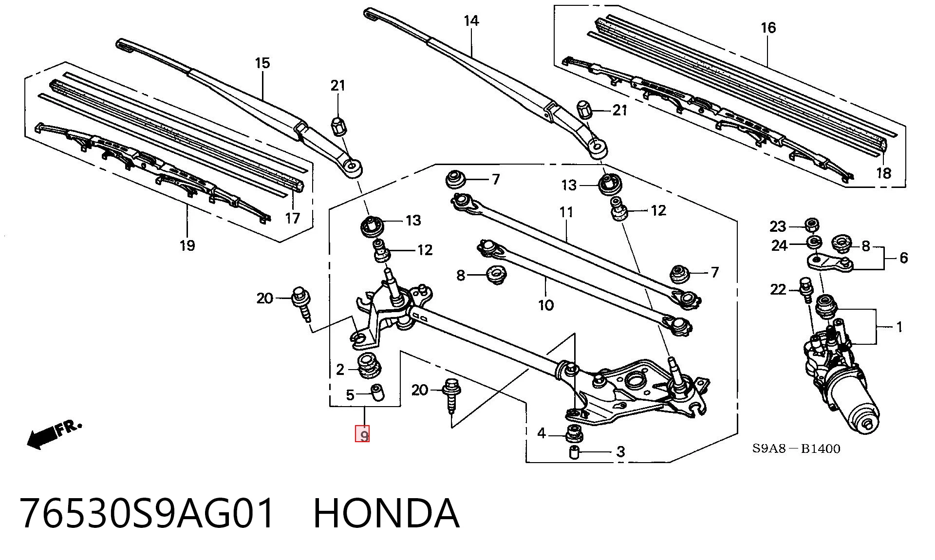  Trapézio de limpador pára-brisas Honda CR-V II SUV (RD) (2002 - 2006) II