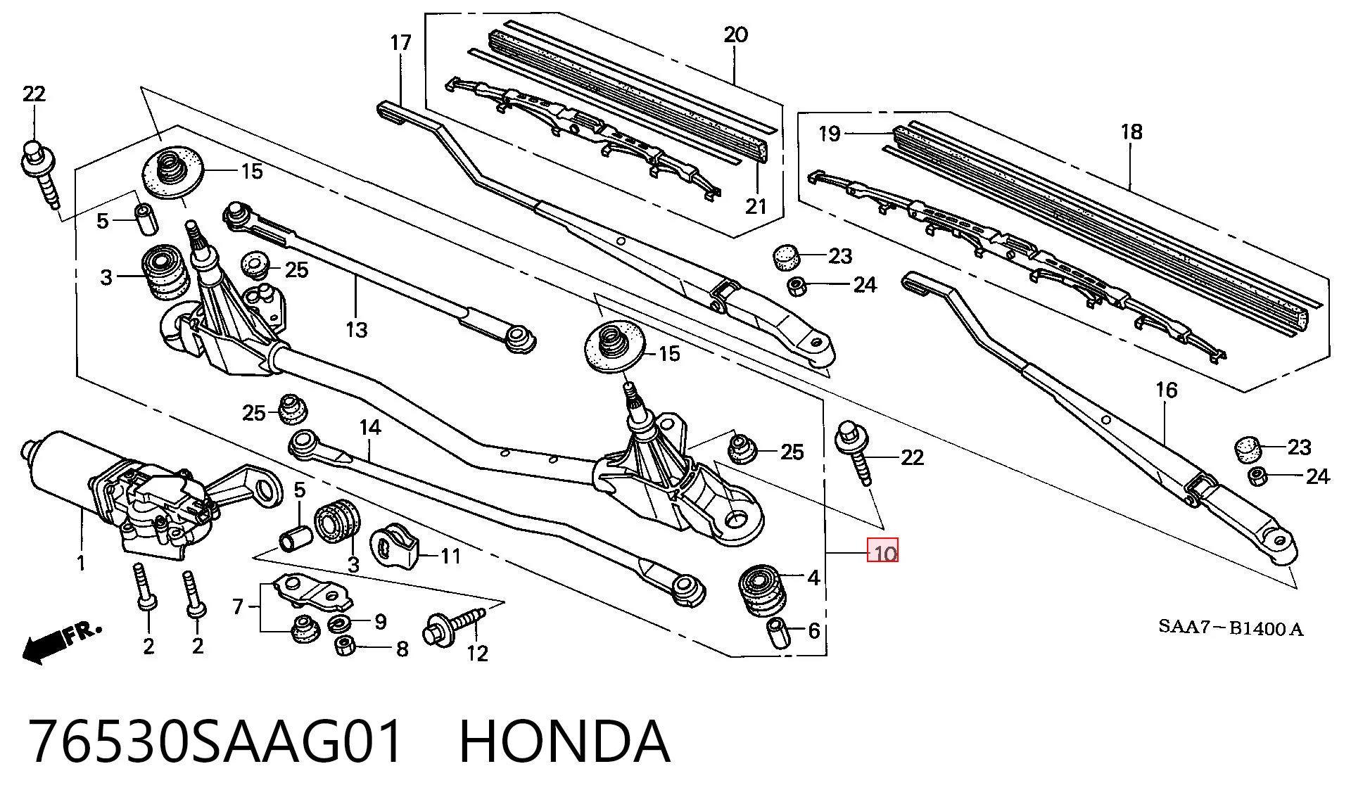  Trapézio de limpador pára-brisas Honda Jazz hatchback (GD, GE) (2002 - 2008) 