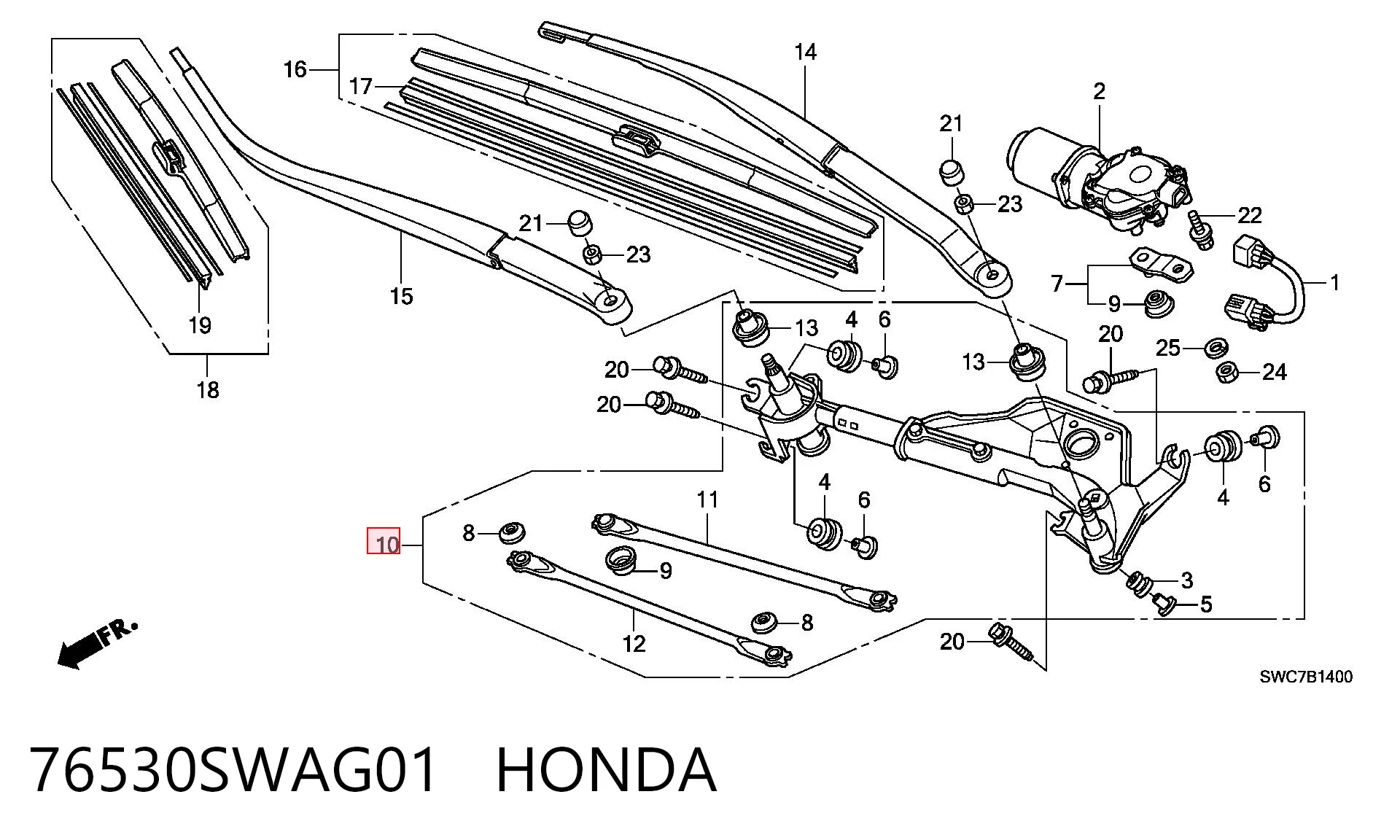  Trapézio de limpador pára-brisas Honda CR-V III SUV (RE) (2006 - 2011) III