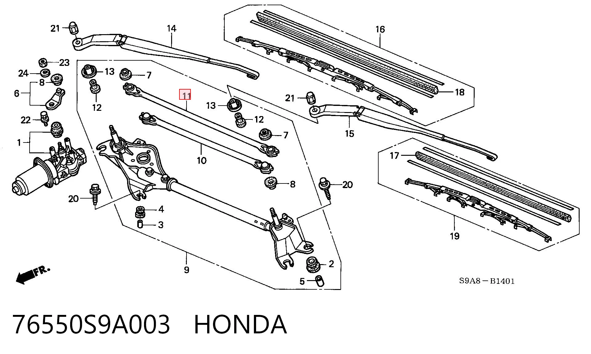 Trapézio de limpador pára-brisas para Honda CR-V II RD