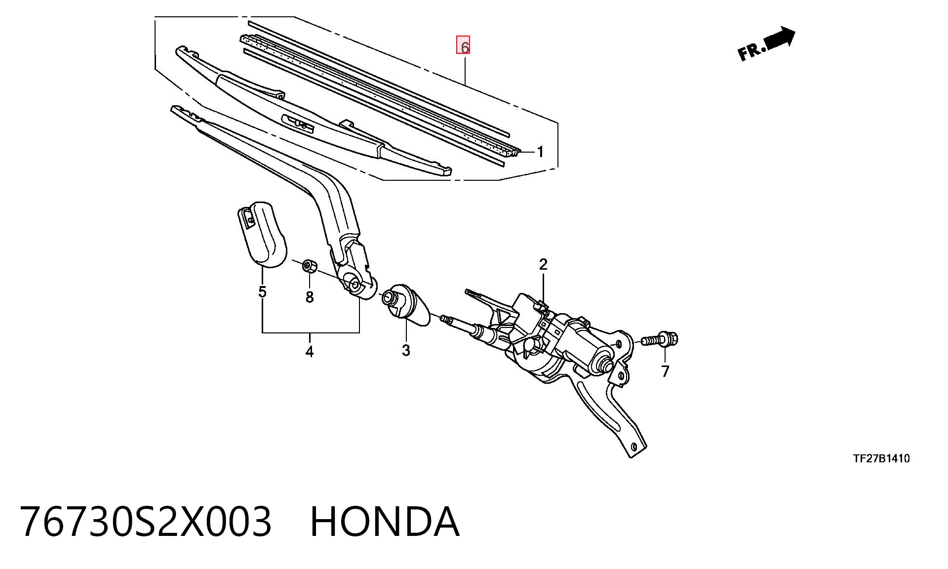 76730S2X003 Honda Limpa-pára-brisas de vidro traseiro
