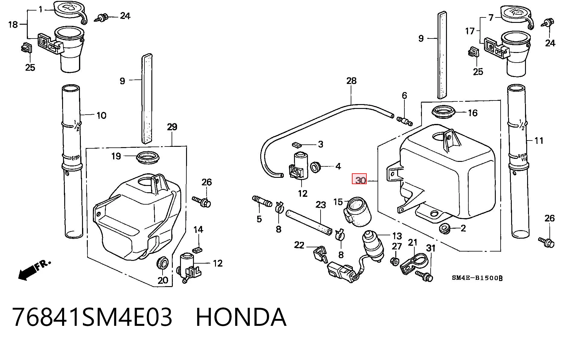 Tanque de fluido para lavador de vidro Honda Accord IV CB3, CB7 ao melhor preço