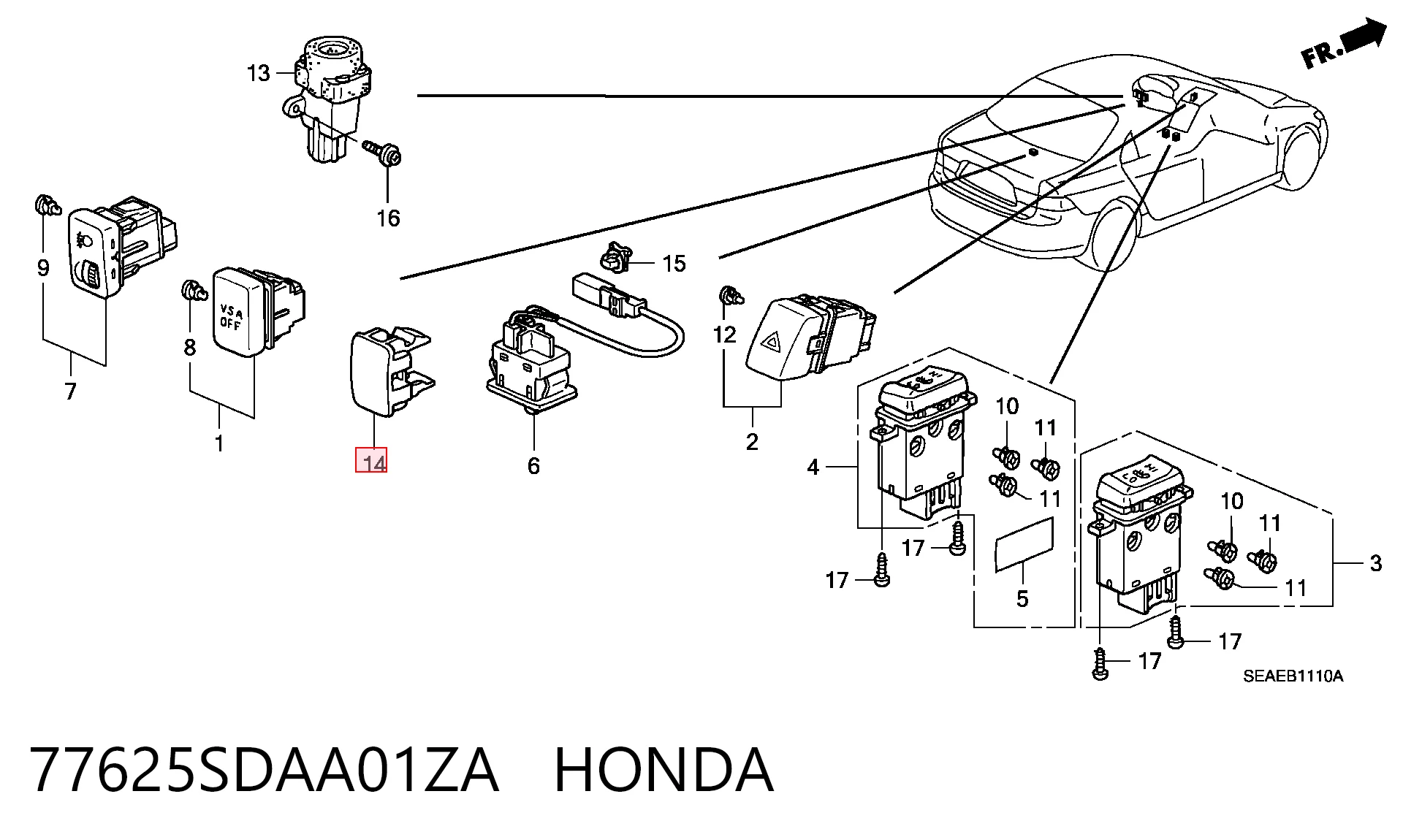 77625SDAA01ZA Honda
