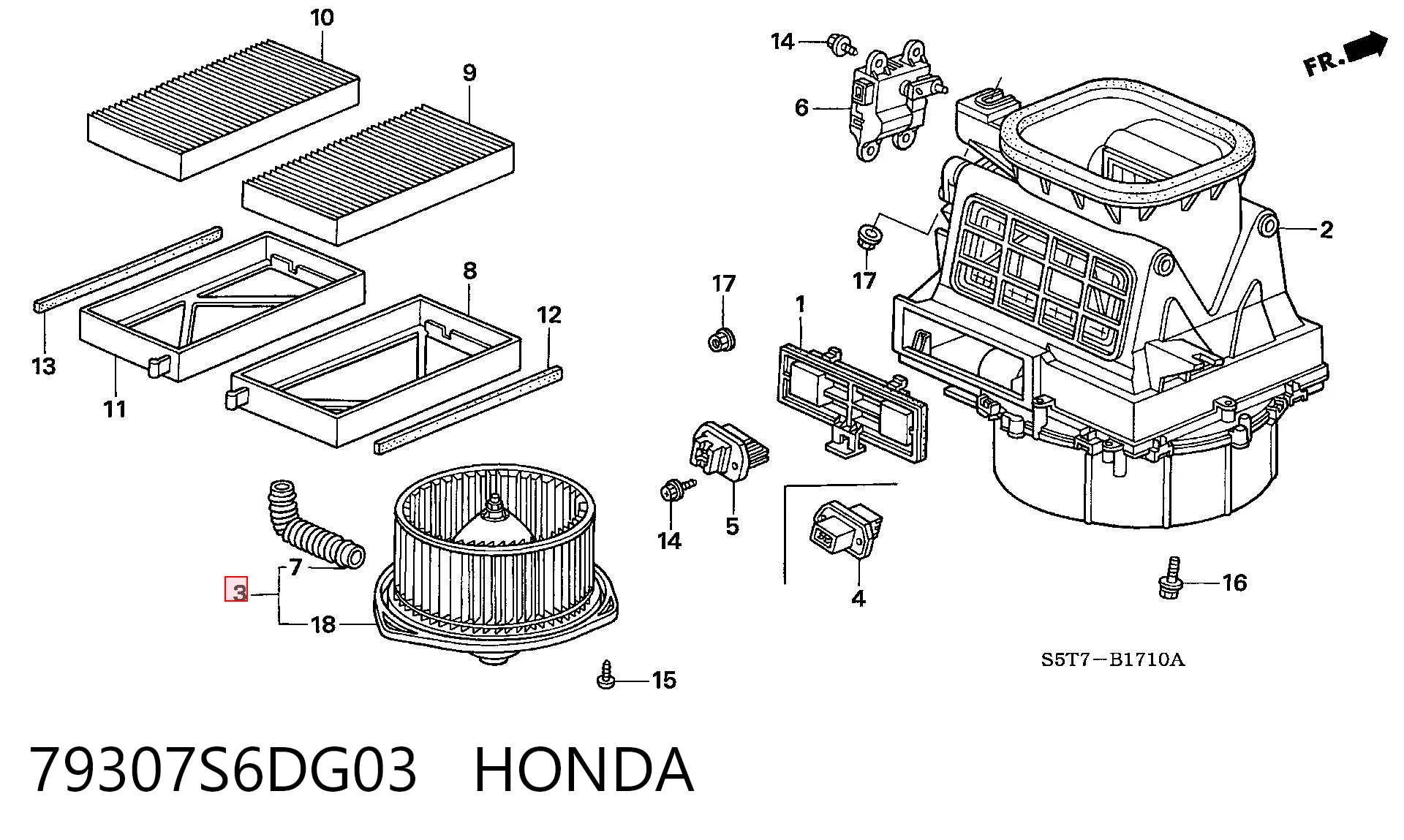 79307S6DG03 Honda Motor de ventilador de forno (de aquecedor de salão)