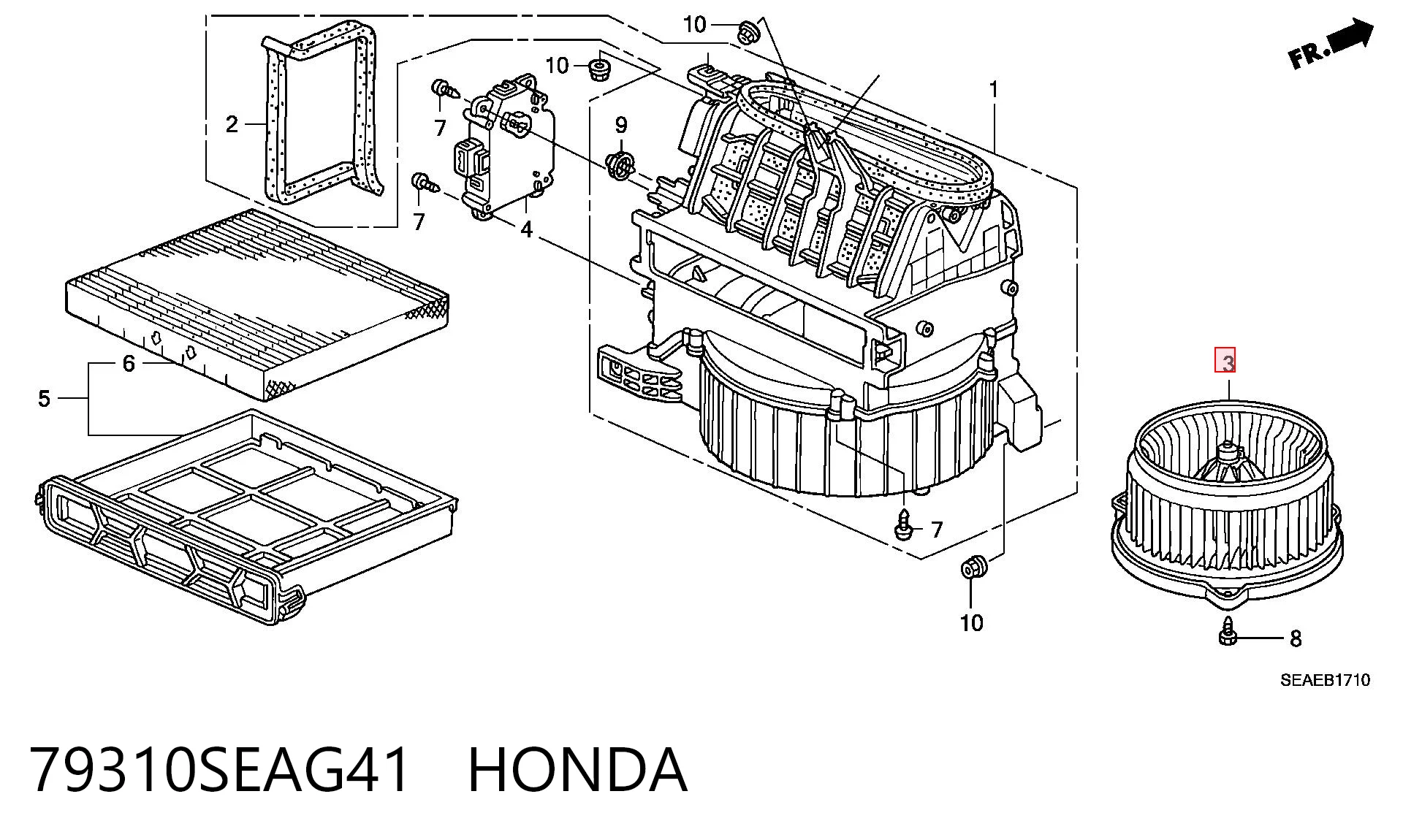 79310SEAG41 Honda Motor de ventilador de forno (de aquecedor de salão)