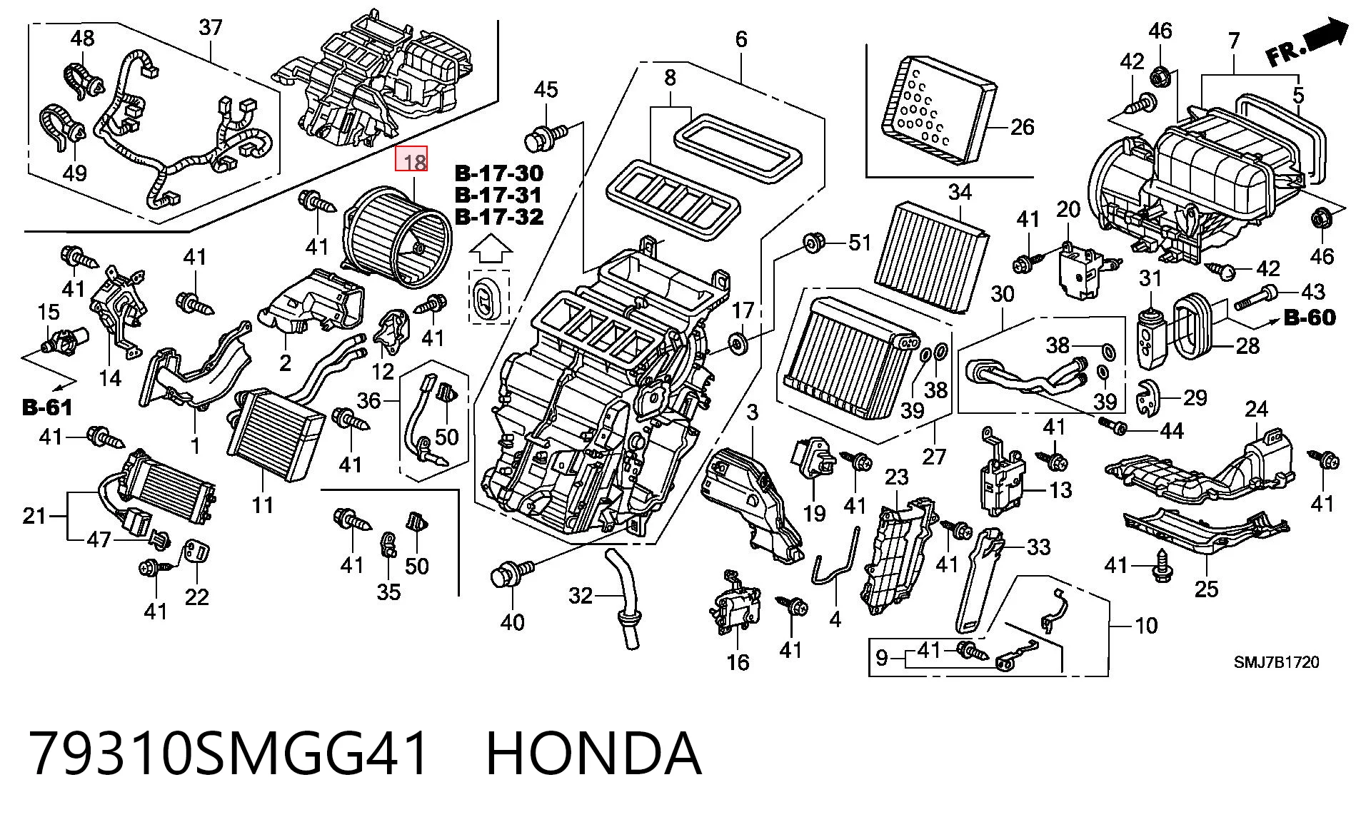 79310SMGG41 Honda Motor de ventilador de forno (de aquecedor de salão)