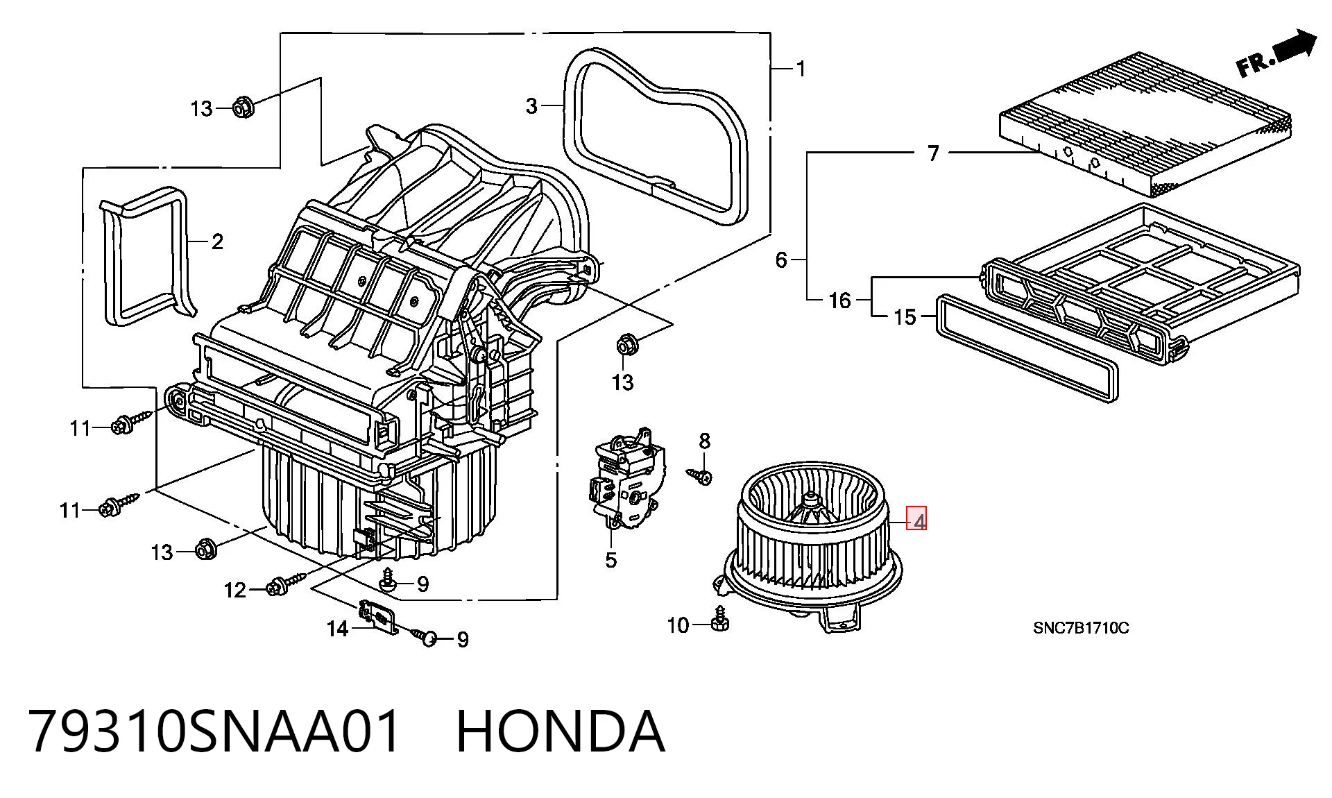 79310SNAA01 Honda Motor de ventilador de forno (de aquecedor de salão)