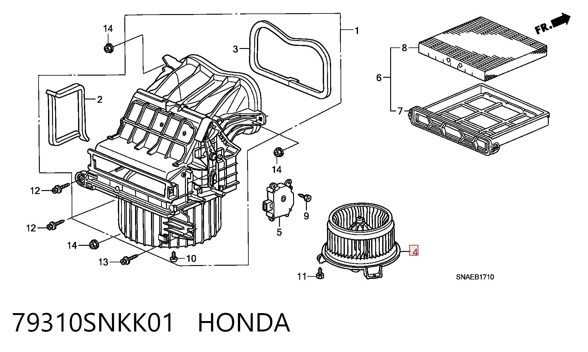 79310SNKK01 Honda Motor de ventilador de forno (de aquecedor de salão)