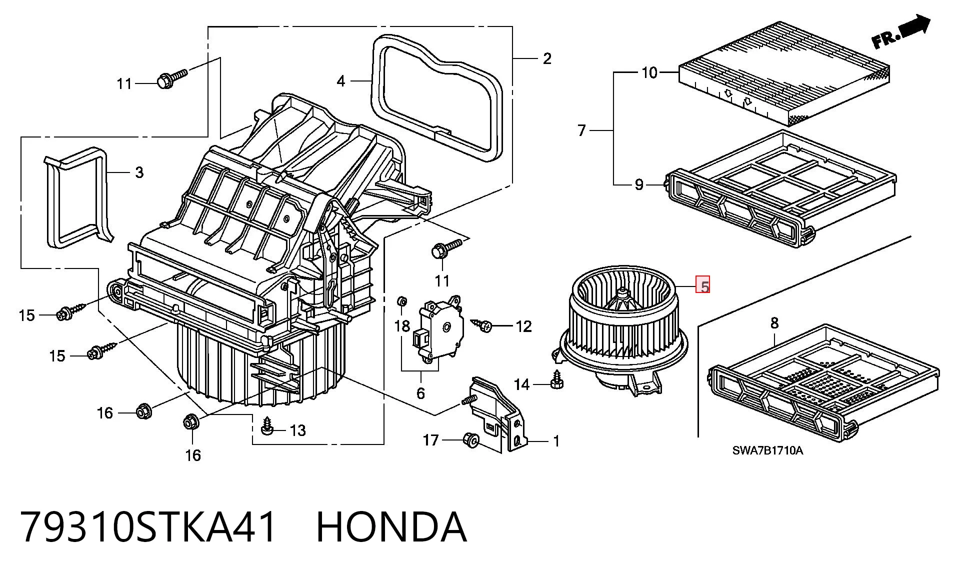 79310STKA41 Honda Motor de ventilador de forno (de aquecedor de salão)