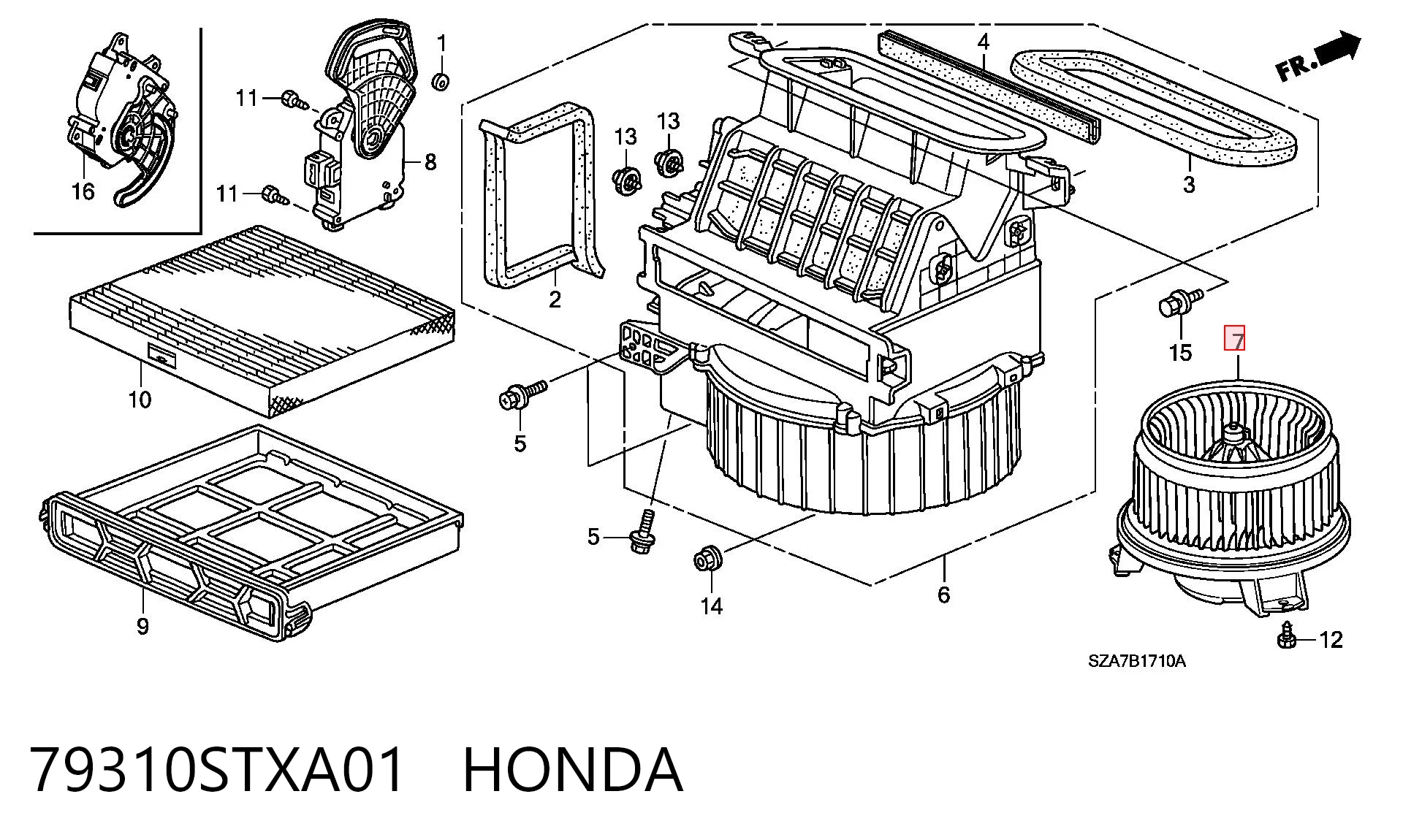 79310STXA01 Honda Motor de ventilador de forno (de aquecedor de salão)