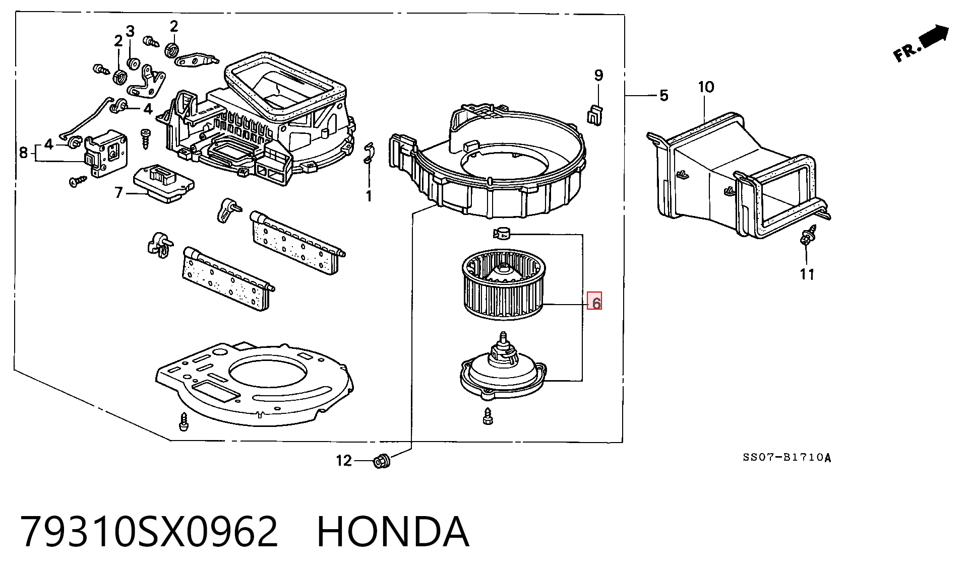 Motor de ventilador de forno (de aquecedor de salão) Honda Civic VII EU, EP, EV