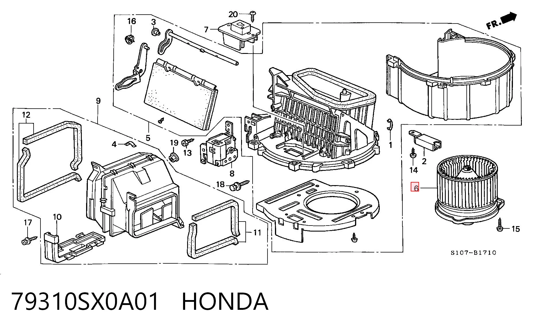 79310SX0A01 Honda Motor de ventilador de forno (de aquecedor de salão)