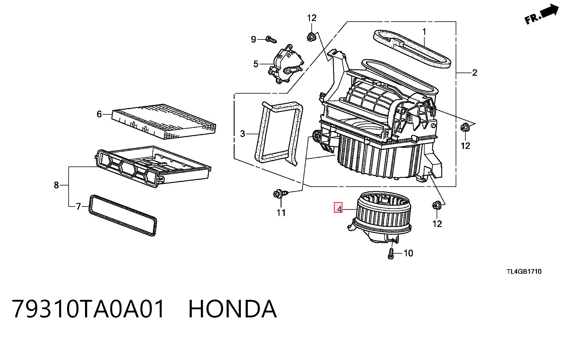 79310TA0A01 Honda Motor de ventilador de forno (de aquecedor de salão)