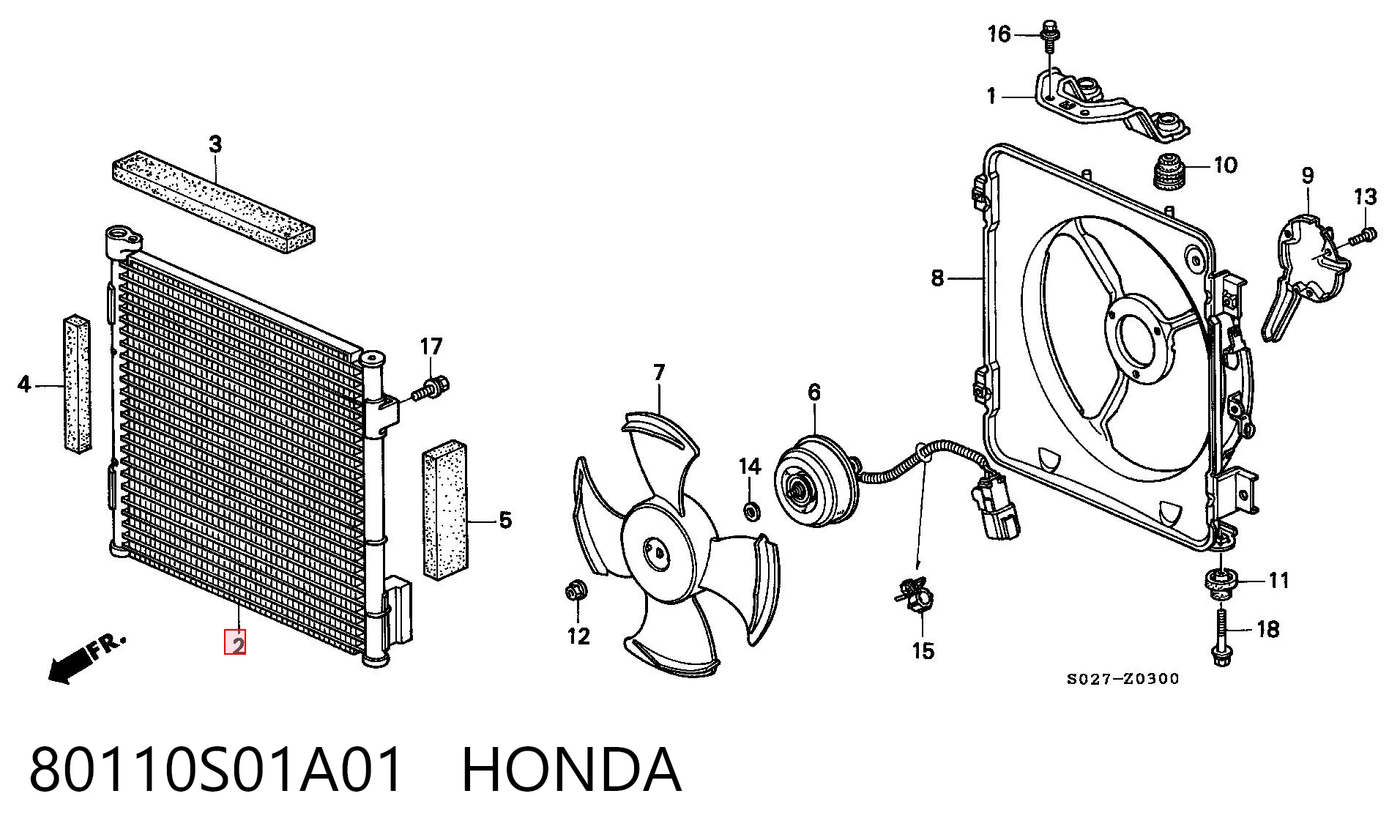 80110S01A01 Honda Radiador de aparelho de ar condicionado