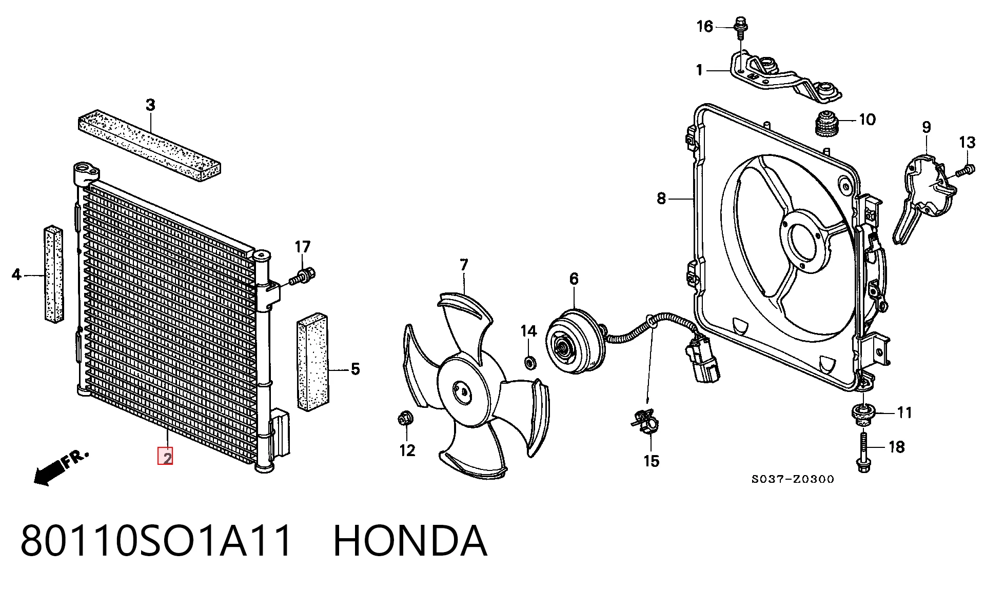 80110SO1A11 Honda Radiador de aparelho de ar condicionado