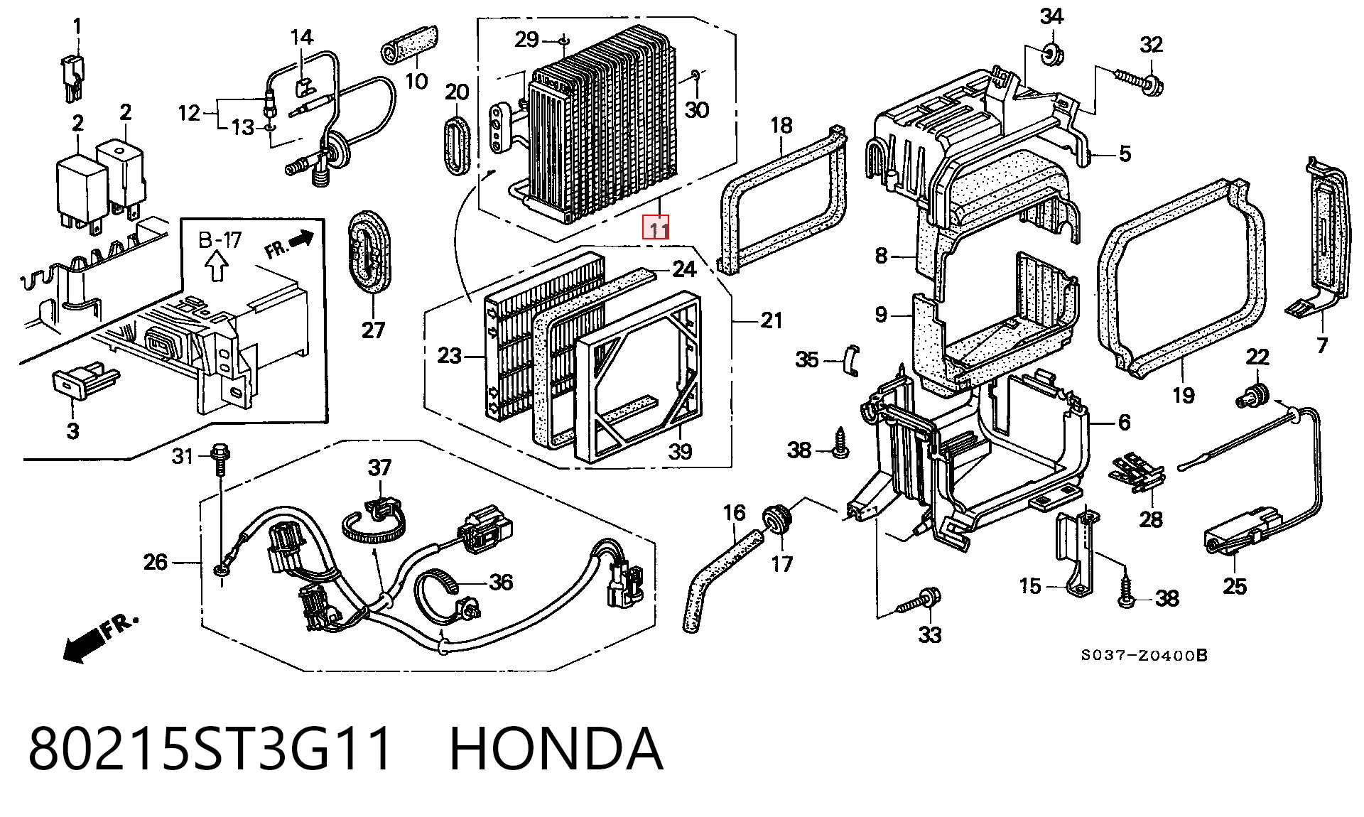 Vaporizador de aparelho de ar condicionado Honda Civic VI MB ao melhor preço