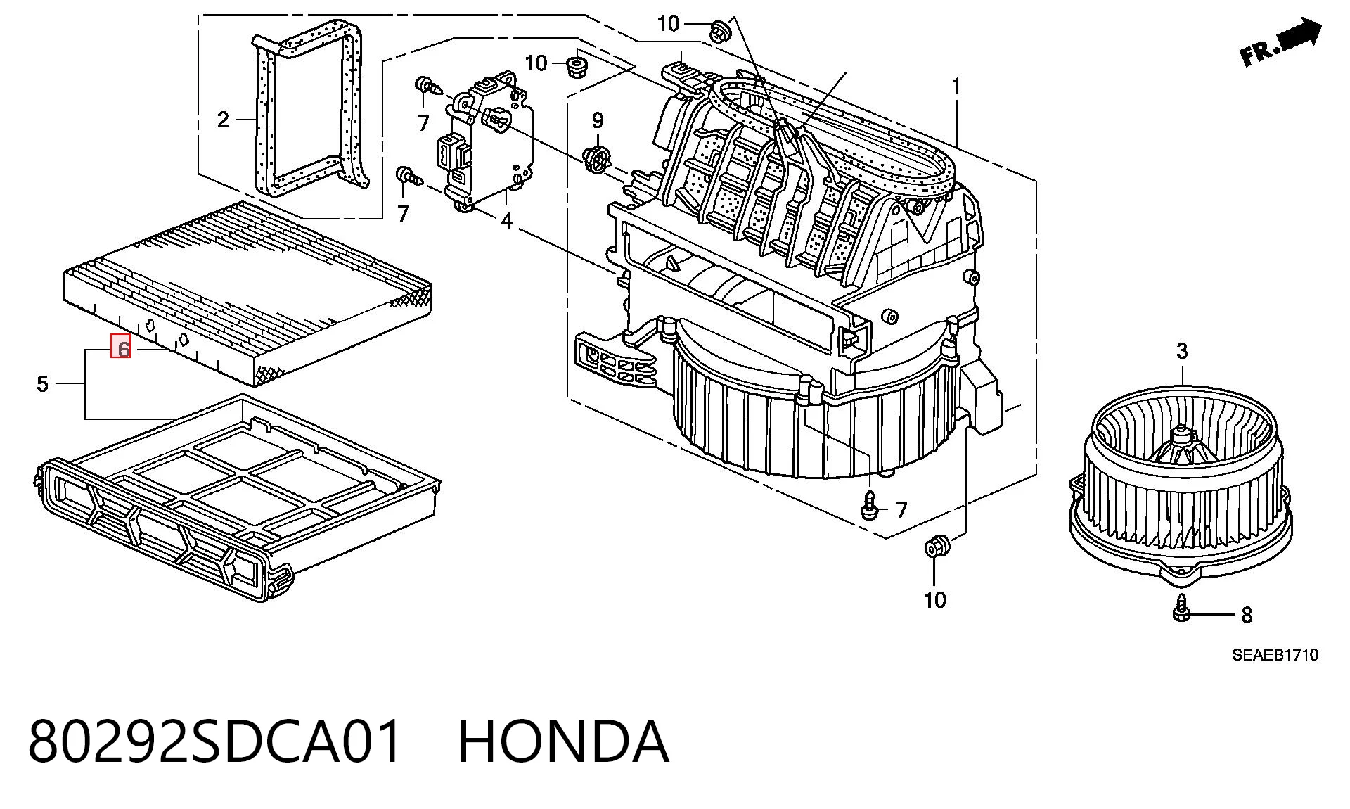 80292SDCA01 Honda Filtro de salão