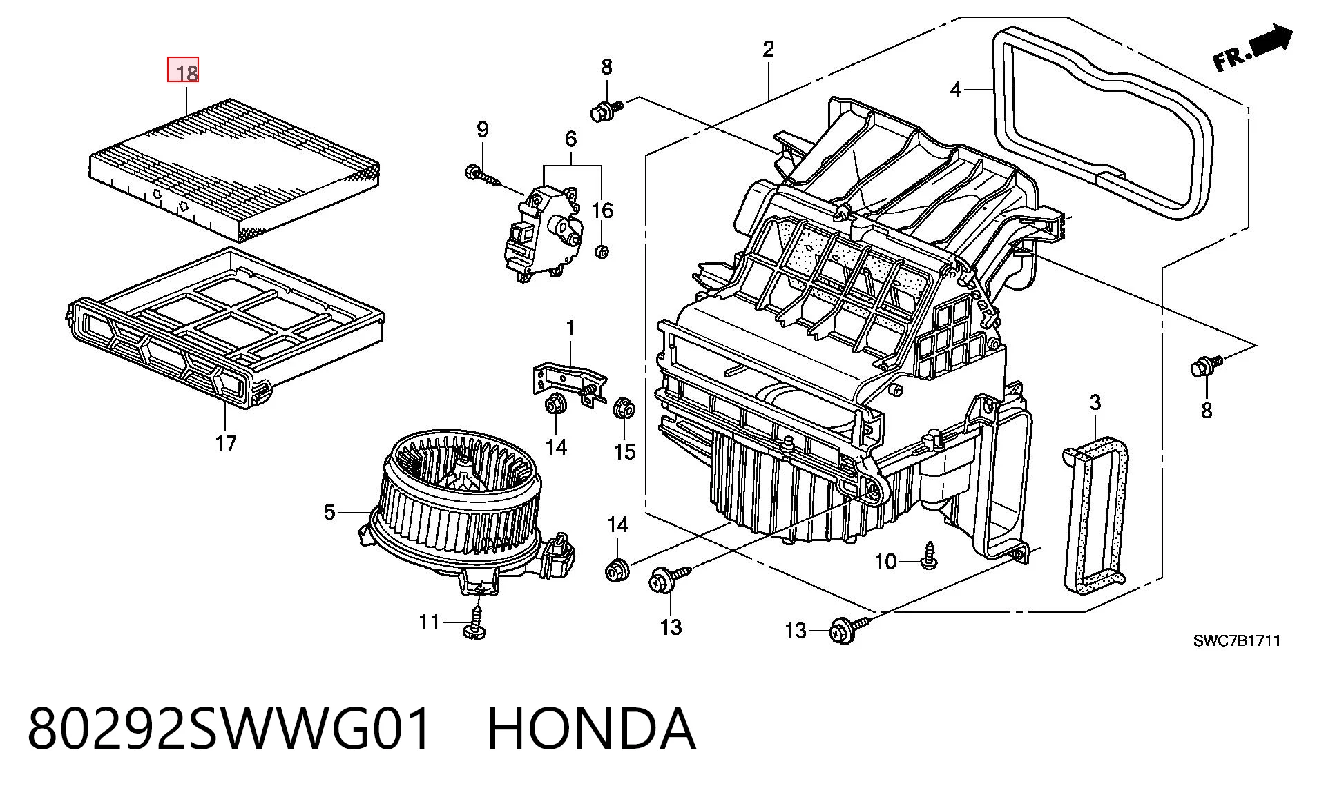 80292SWWG01 Honda Filtro de salão