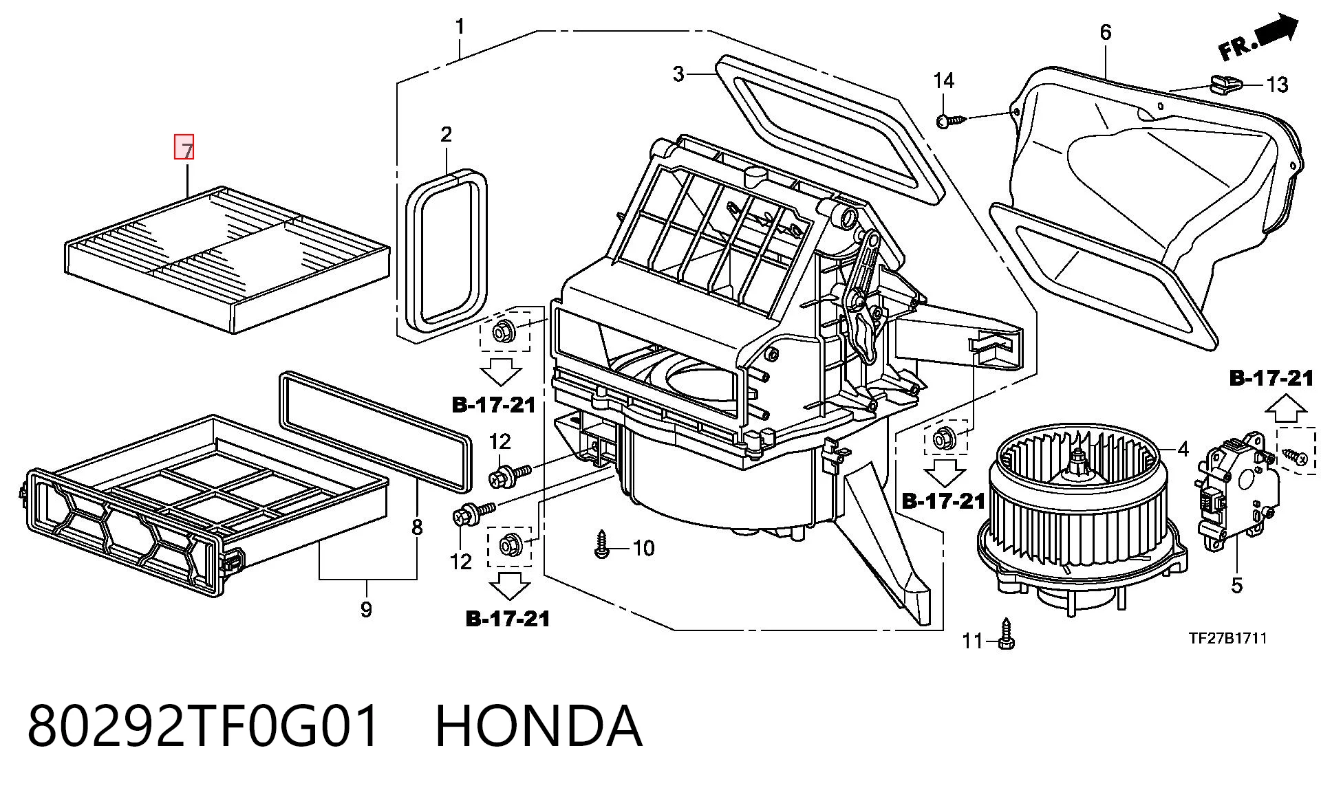80292TF0G01 Honda Filtro de salão