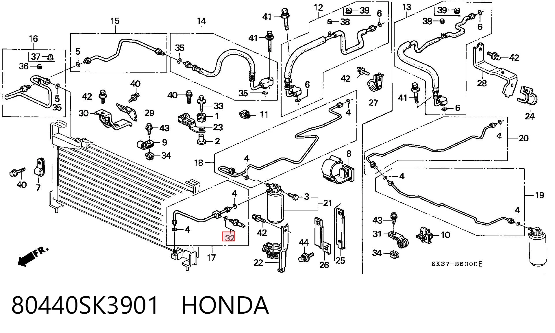 80440SK3901 Honda Sensor de pressão absoluta de aparelho de ar condicionado