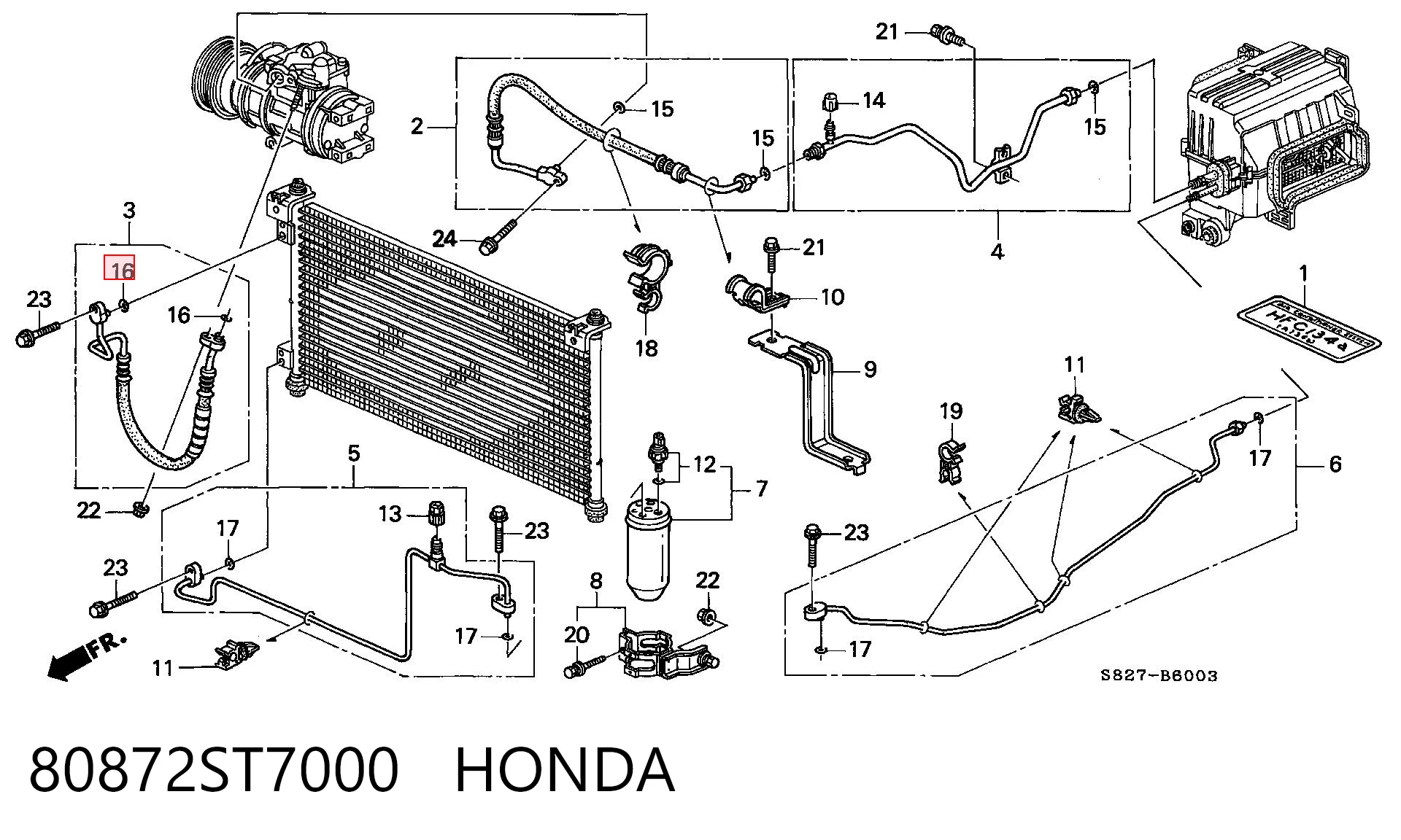 80872ST7000 Honda Vedante anular de tubo de aparelho de ar condicionado