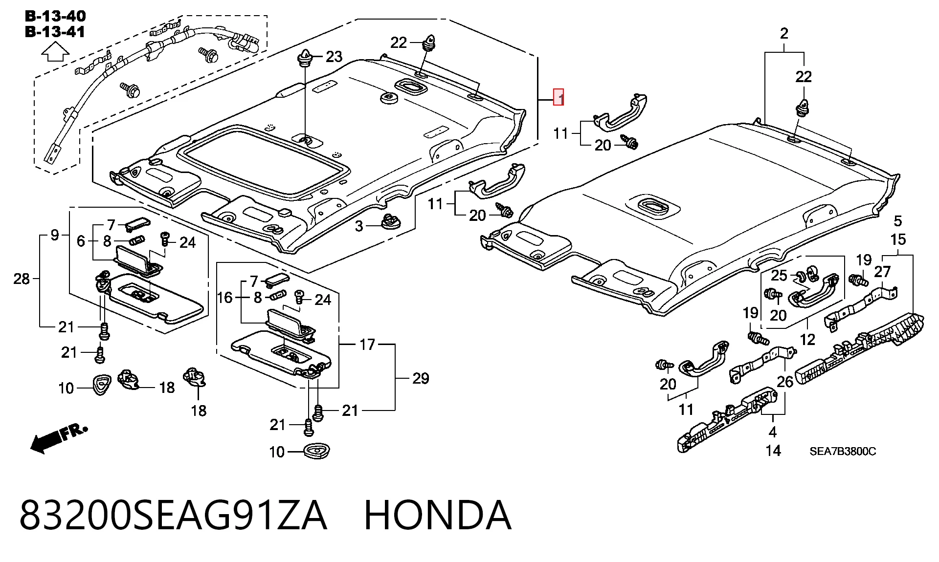 Revestimento do teto Honda Accord VII CL, CM ao melhor preço