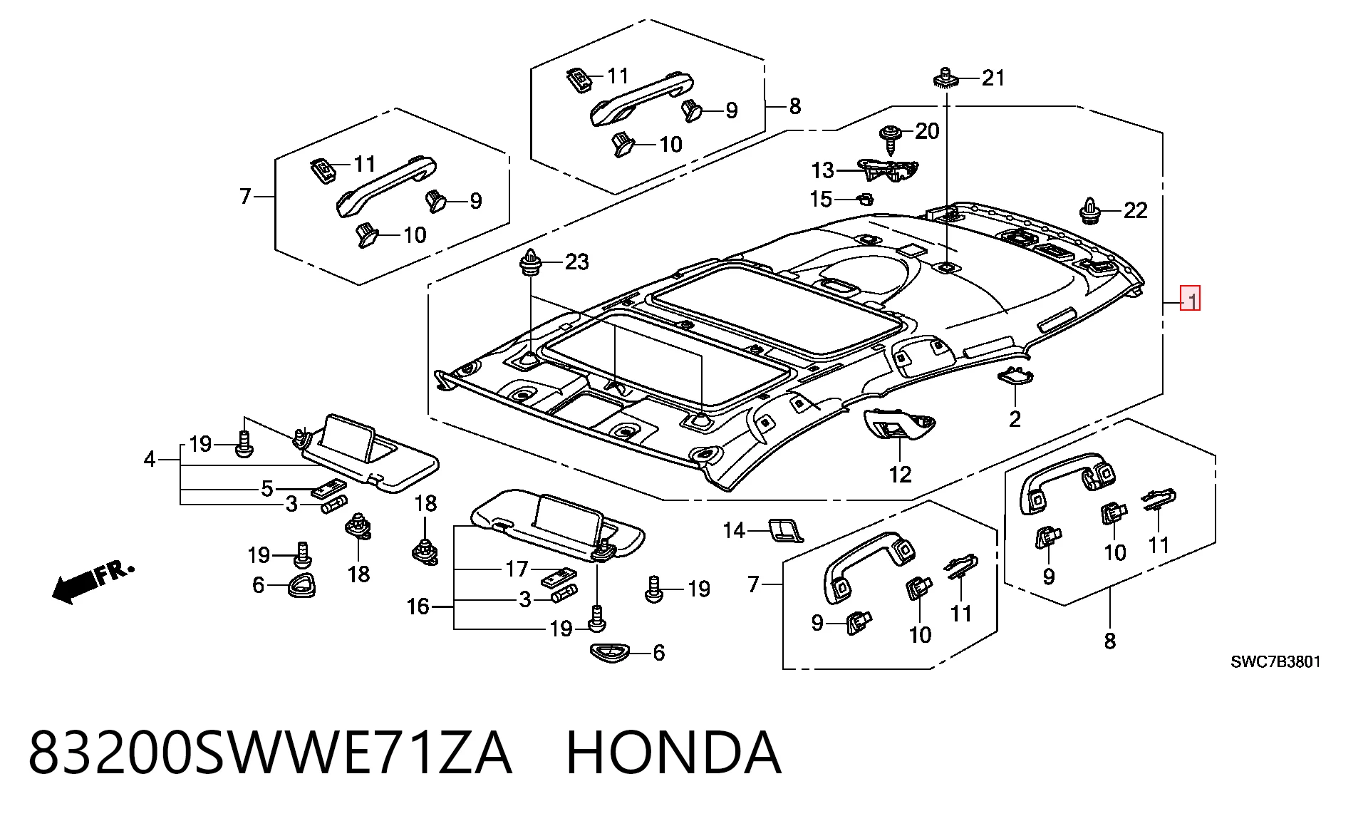 Revestimento do teto Honda CR-V  RE ao melhor preço