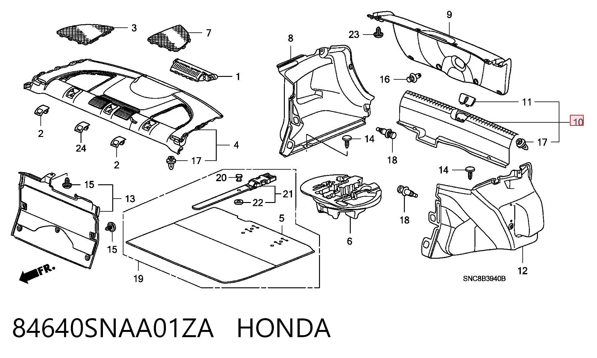 84640SNAA01ZA Honda Placa sobreposta do pára-choque traseiro superior de proteção (degrau-grampo dobrável)