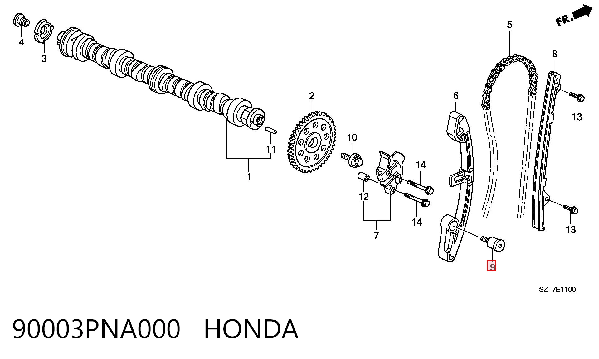 90003PNA000 Honda Parafuso de reguladora de tensão da cadeia do mecanismo de distribuição de gás