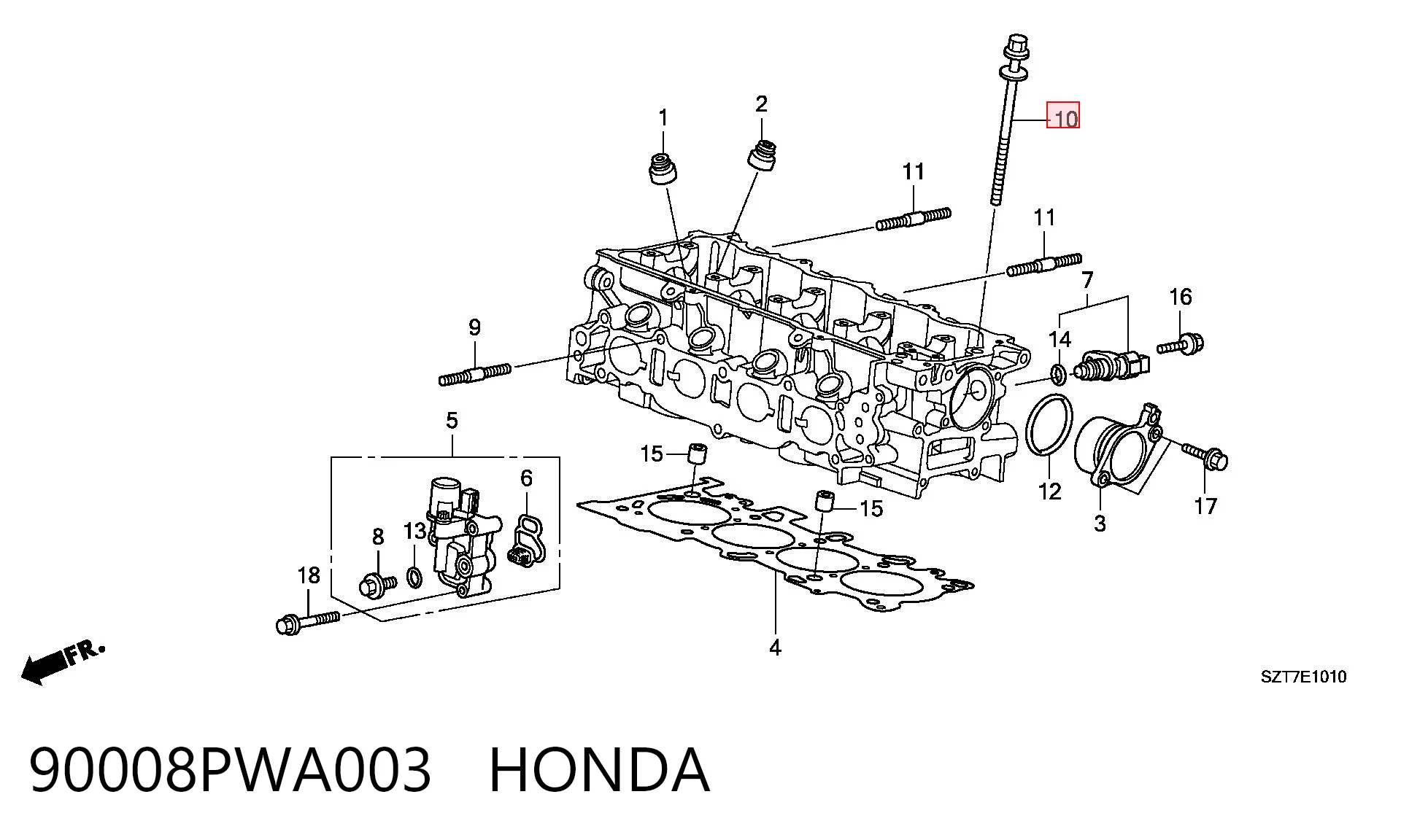 90008PWA003 Honda Parafuso de cabeça de motor (CBC)