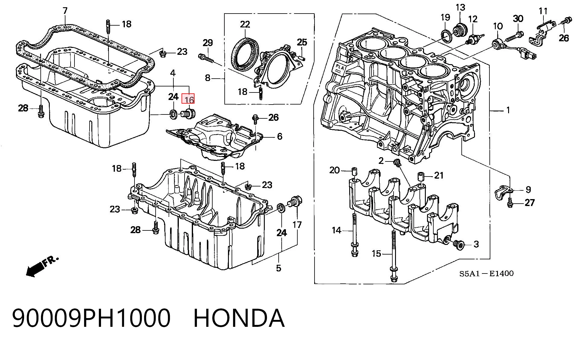 90009PH1000 Honda Tampão de panela de motor