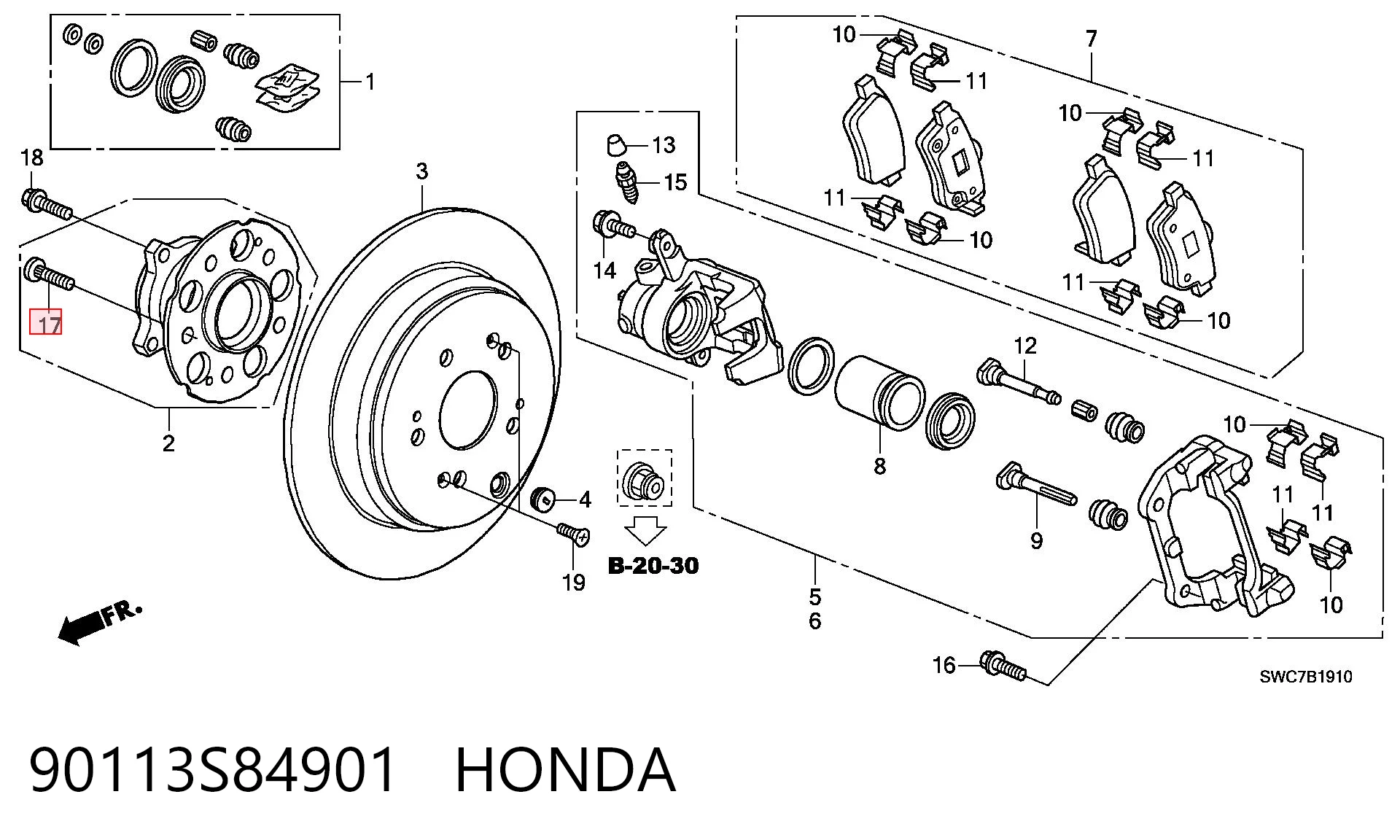 90113S84901 Honda Prego de roda dianteiro