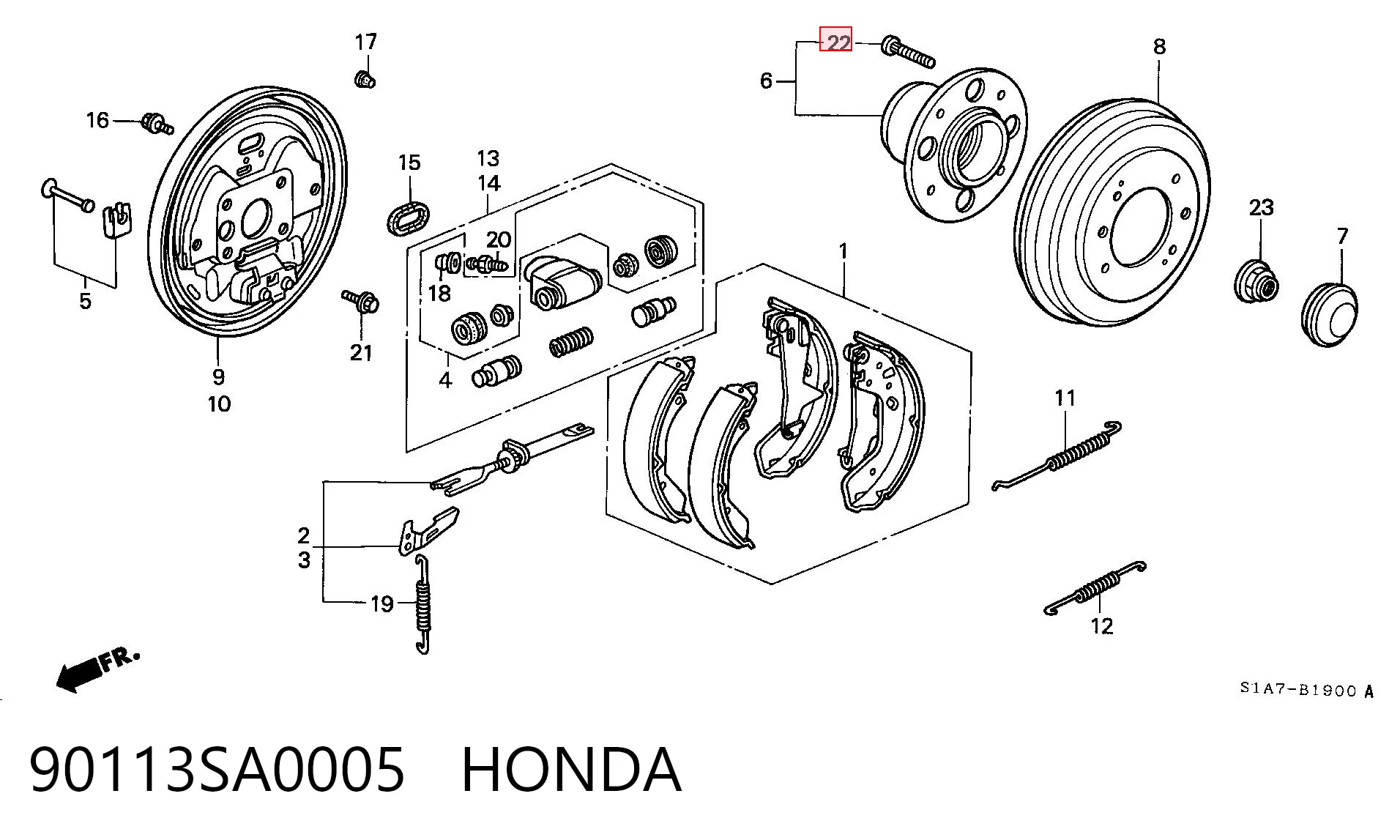 90113SA0005 Honda Prego de roda traseiro