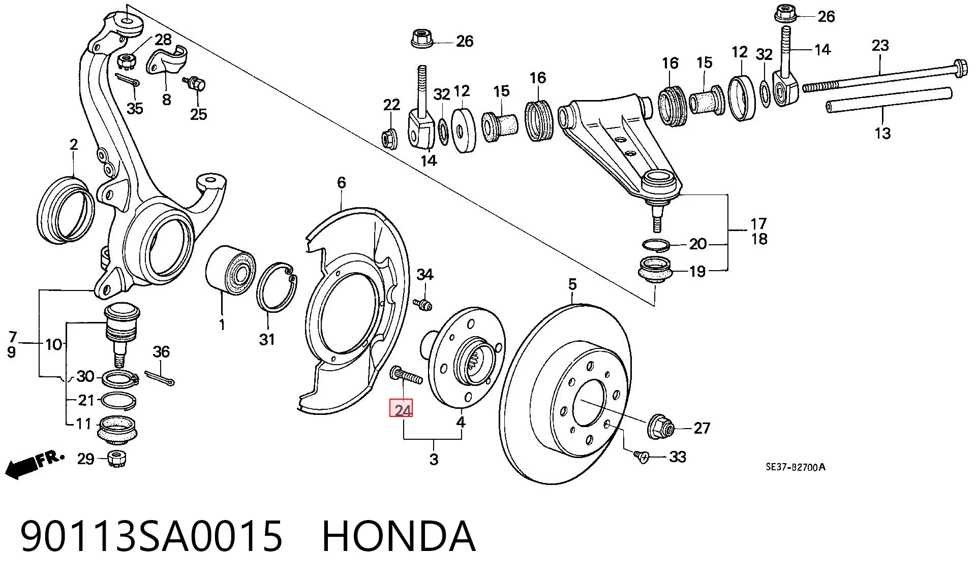90113SA0015 Honda Prego de roda traseiro