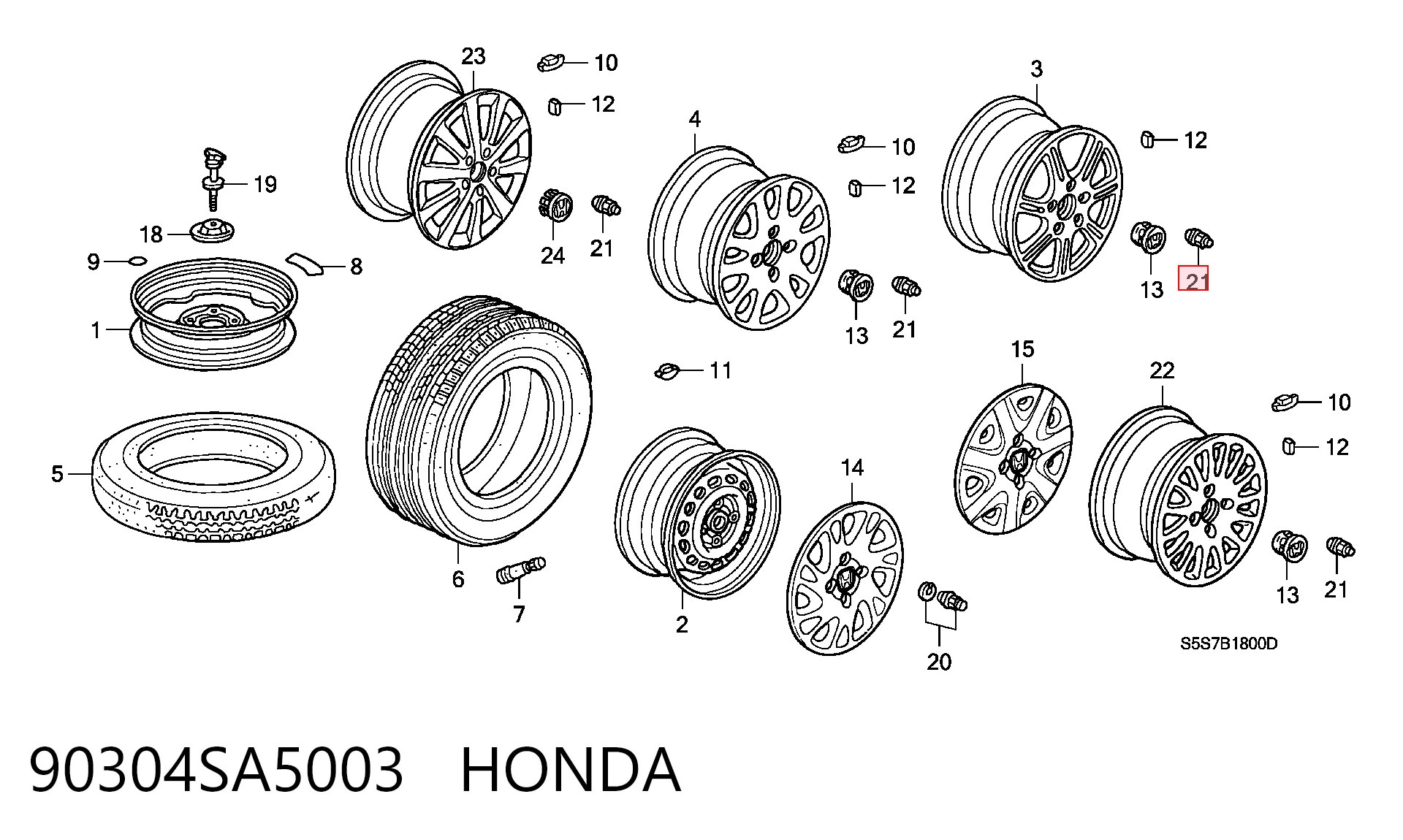 Porca de roda para Honda CR-V I RD