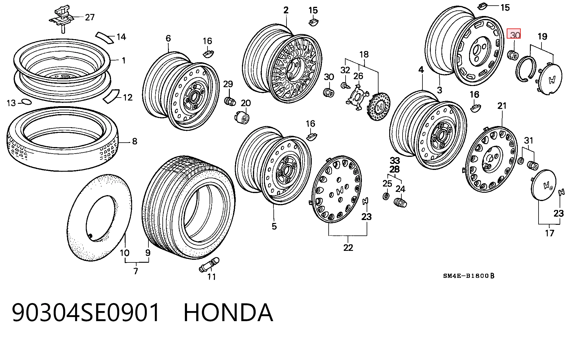 Porca de roda Honda Jazz hatchback (GD, GE) (2002 - 2008) 