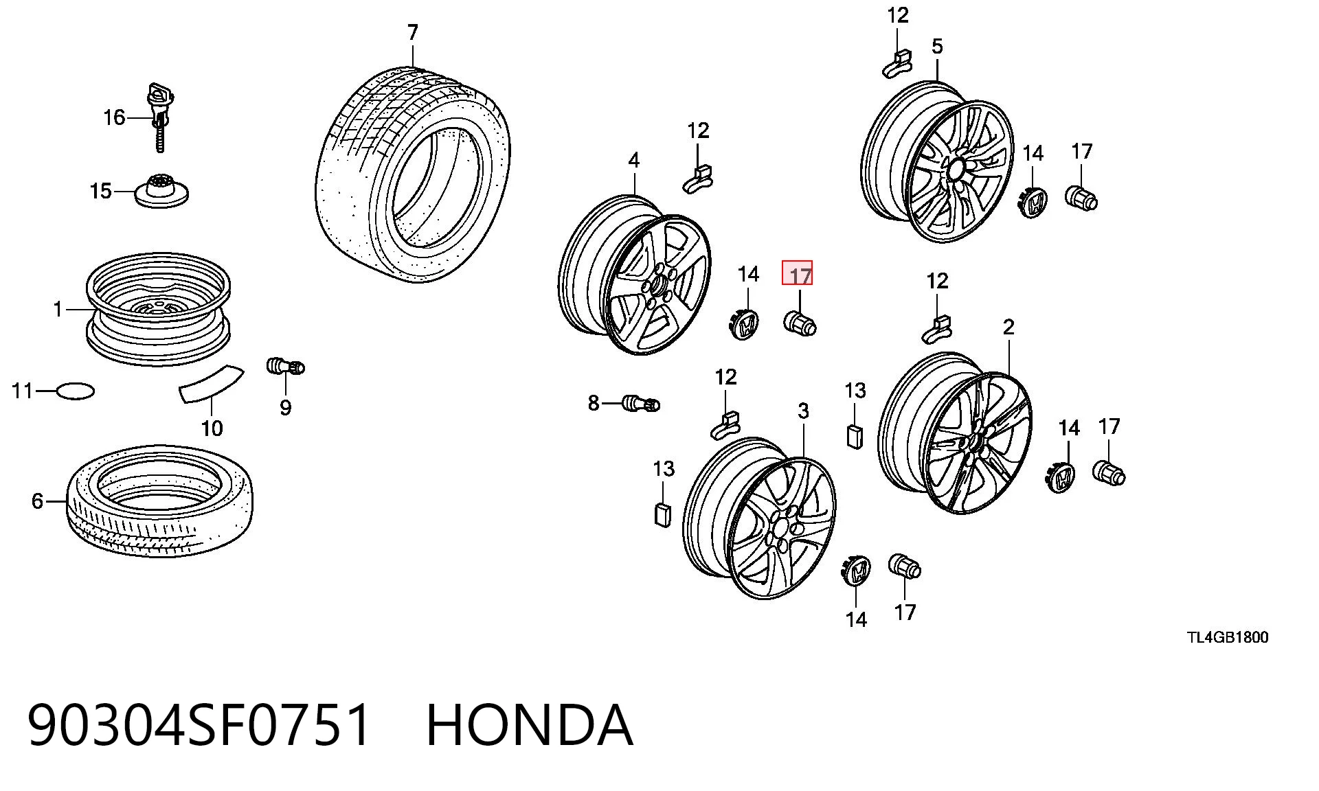  Porca de roda Honda CR-V III SUV (RE) (2006 - 2011) III